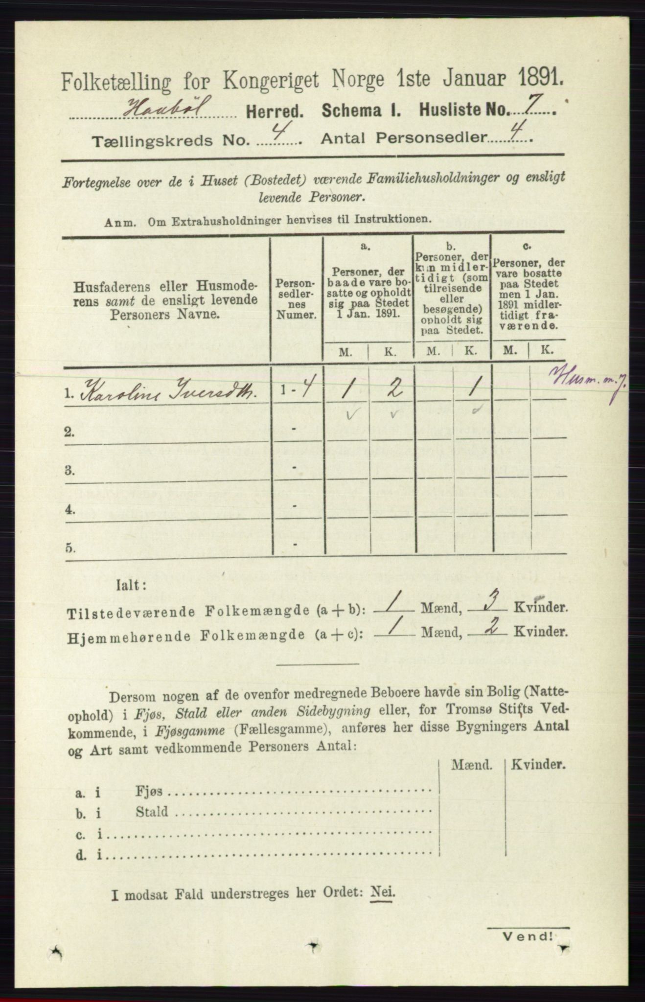 RA, 1891 census for 0138 Hobøl, 1891, p. 2333