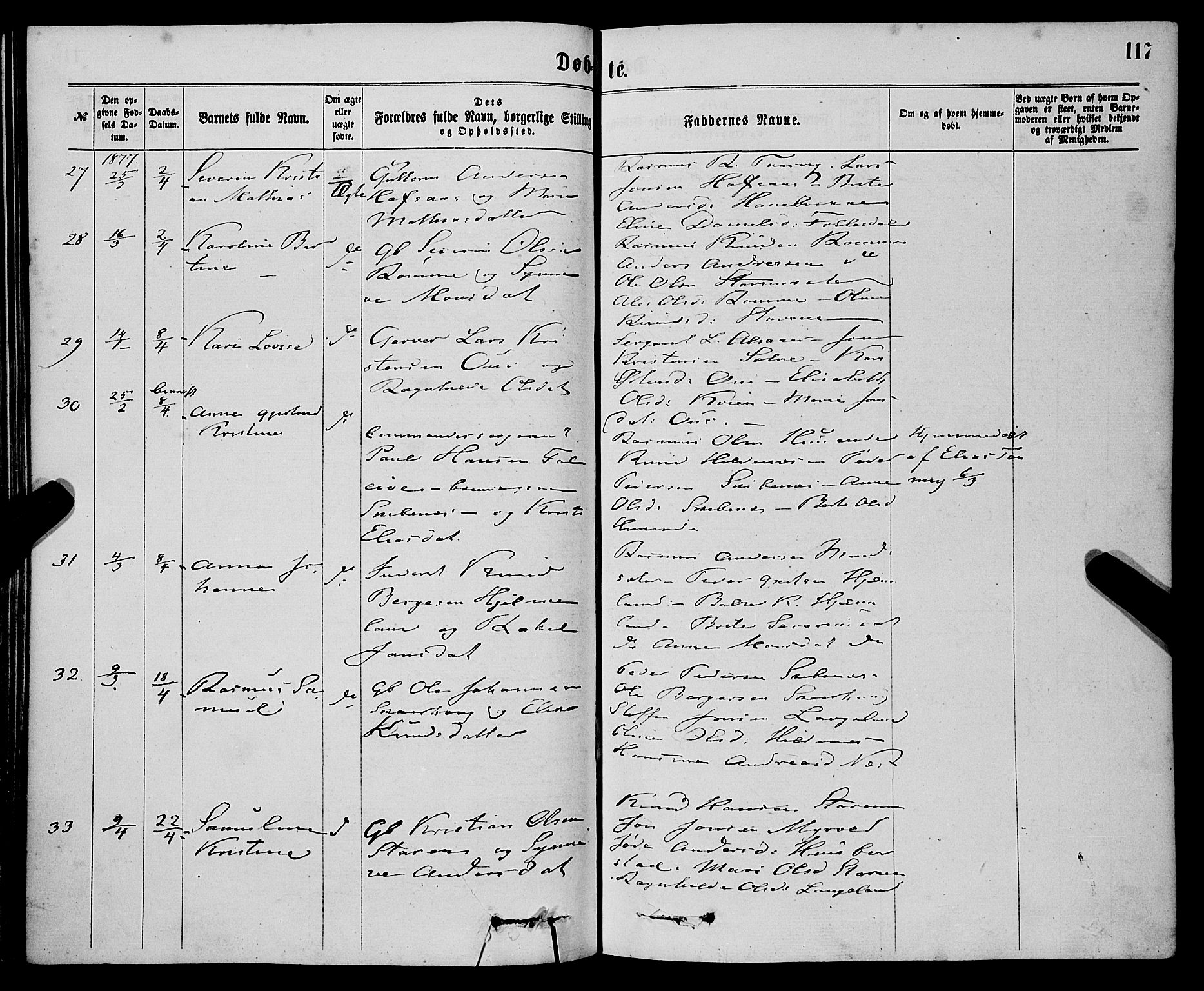 Eid sokneprestembete, AV/SAB-A-82301/H/Haa/Haaa/L0010: Parish register (official) no. A 10, 1867-1878, p. 117