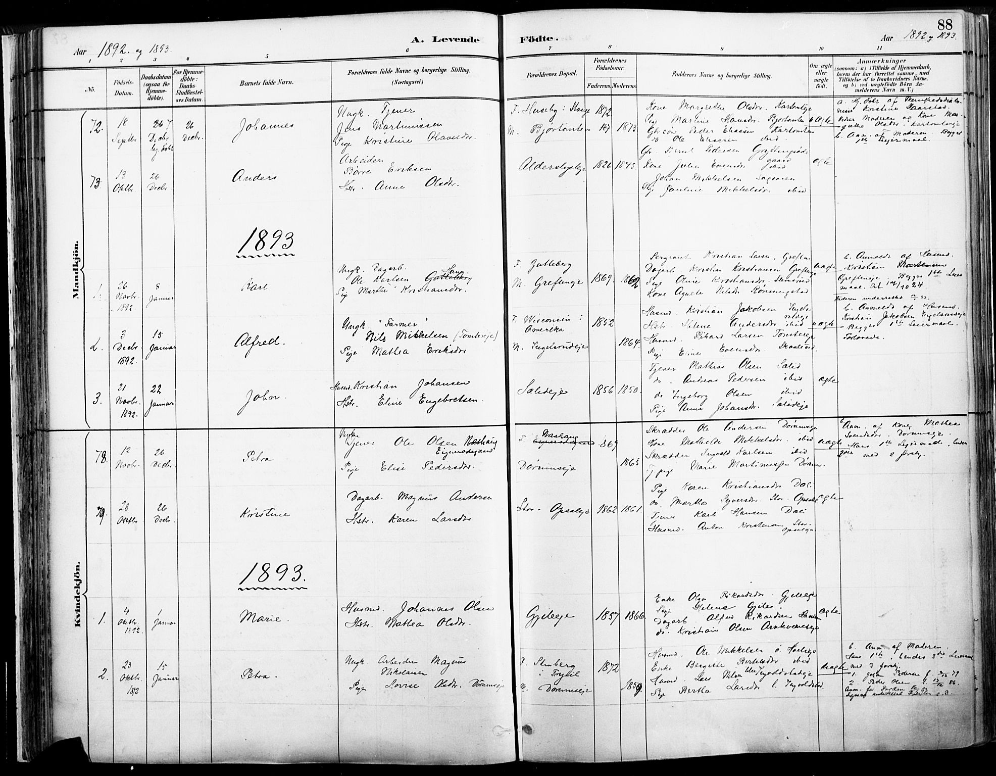 Vang prestekontor, Hedmark, SAH/PREST-008/H/Ha/Haa/L0019A: Parish register (official) no. 19, 1886-1900, p. 88