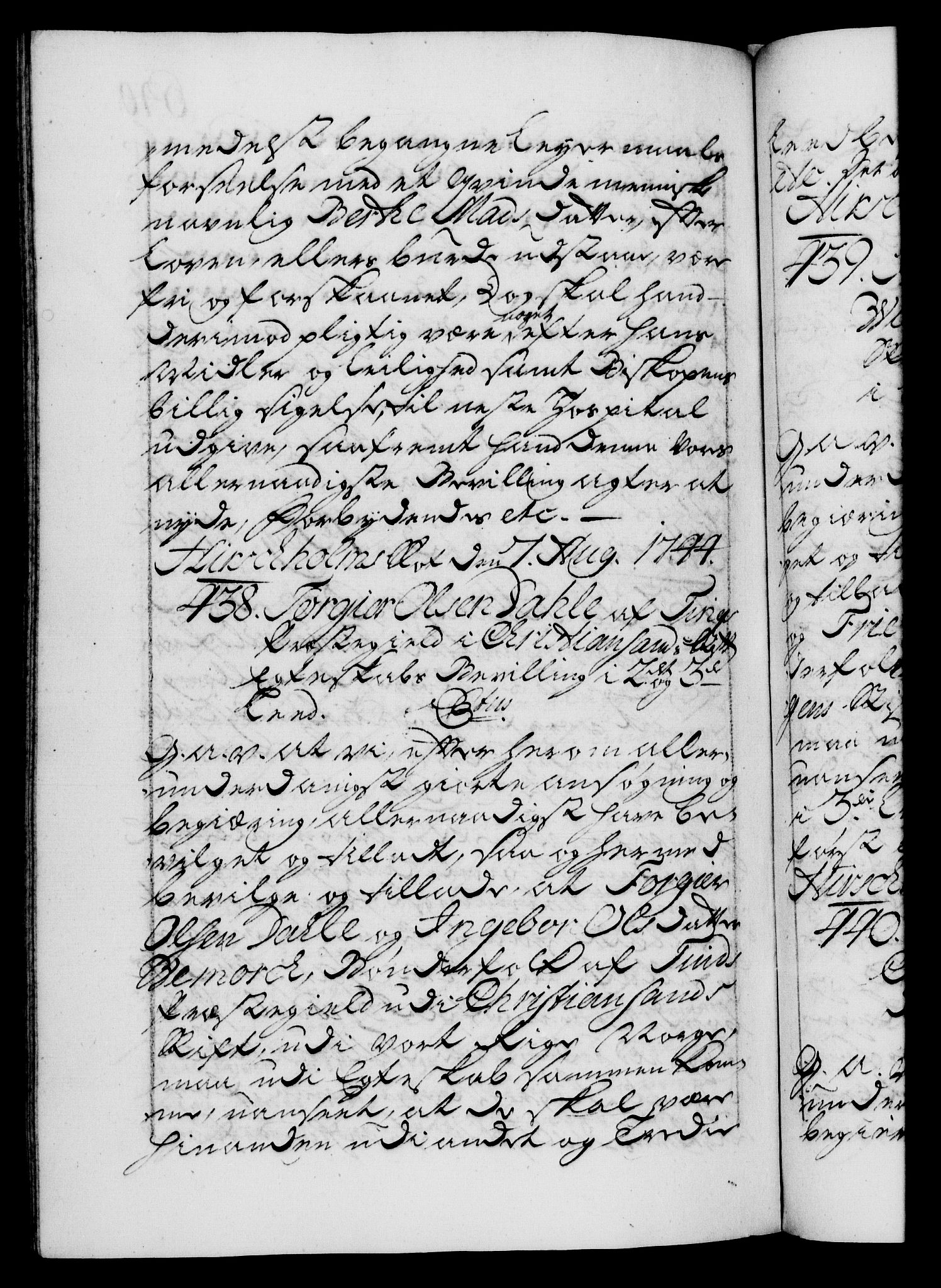 Danske Kanselli 1572-1799, AV/RA-EA-3023/F/Fc/Fca/Fcaa/L0033: Norske registre, 1743-1744, p. 640b