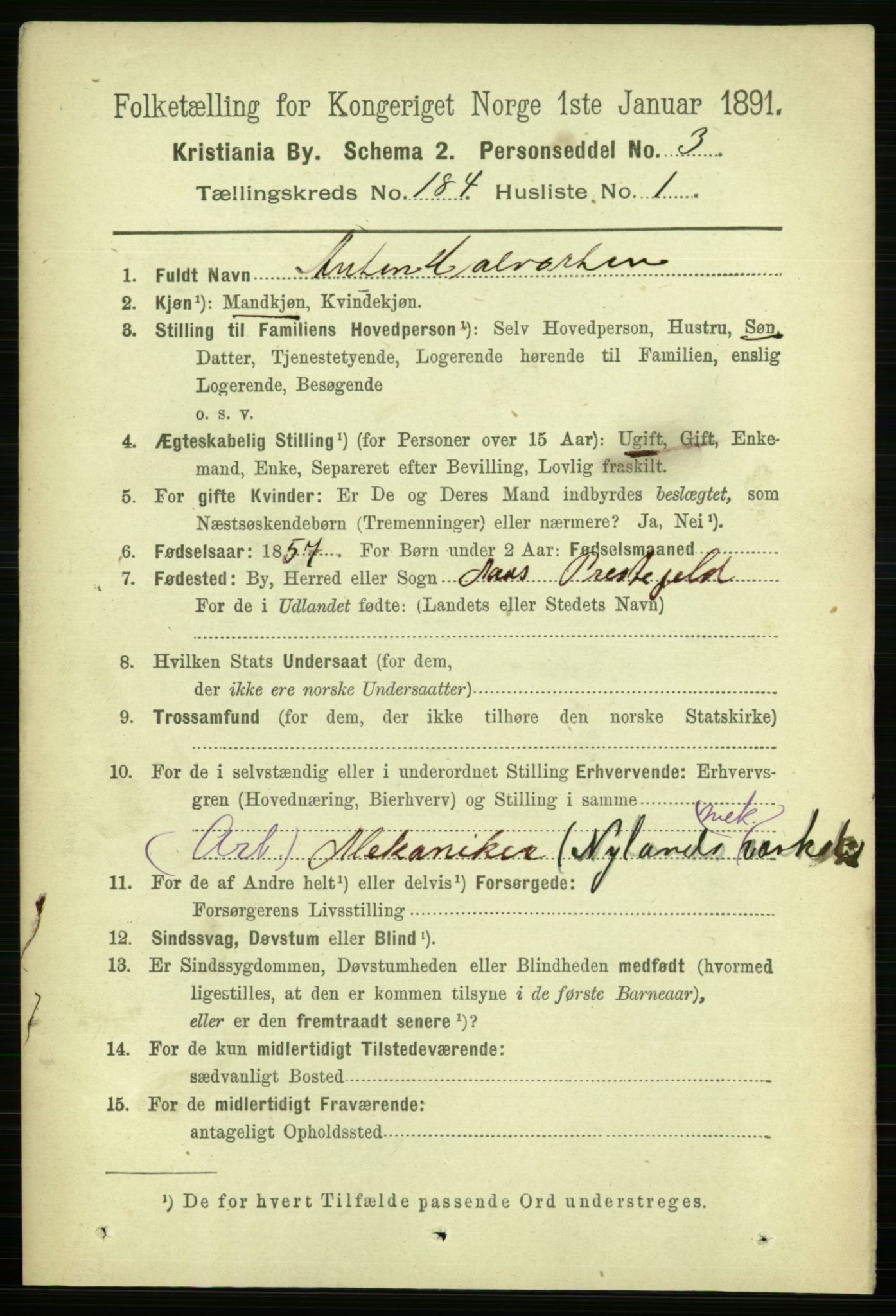 RA, 1891 census for 0301 Kristiania, 1891, p. 109885