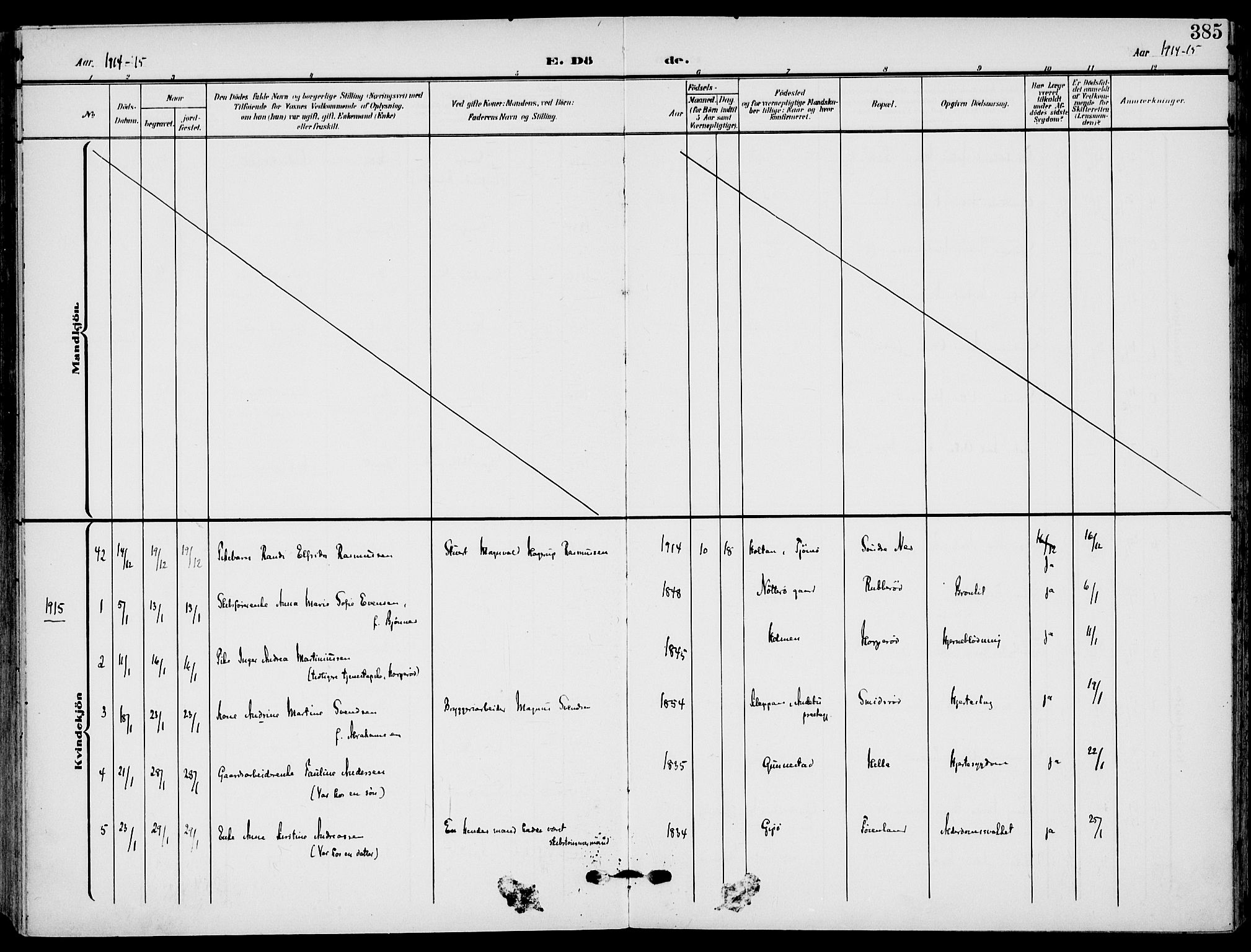 Nøtterøy kirkebøker, AV/SAKO-A-354/F/Fa/L0010: Parish register (official) no. I 10, 1908-1919, p. 385