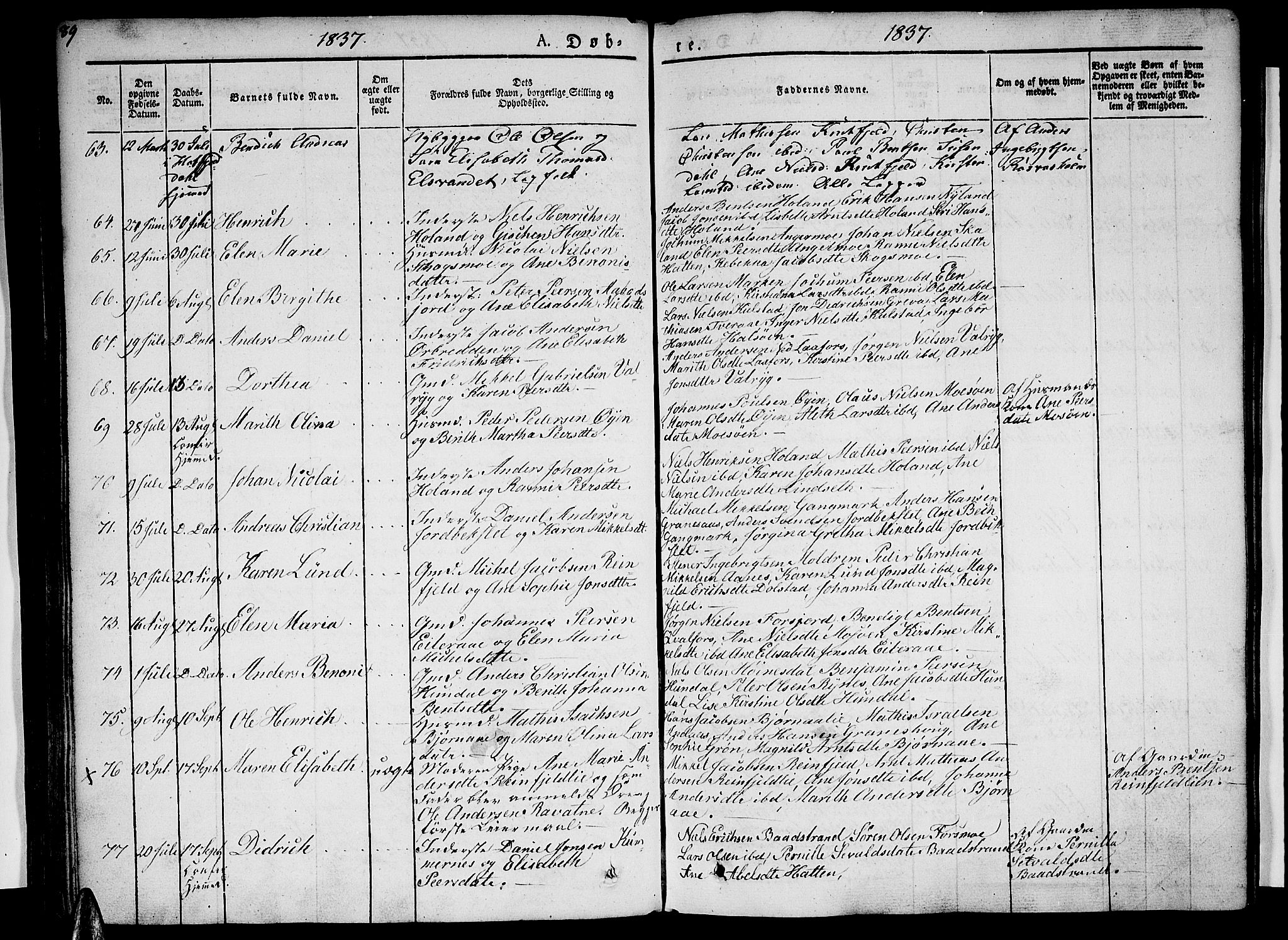 Ministerialprotokoller, klokkerbøker og fødselsregistre - Nordland, SAT/A-1459/820/L0289: Parish register (official) no. 820A10, 1826-1845, p. 89