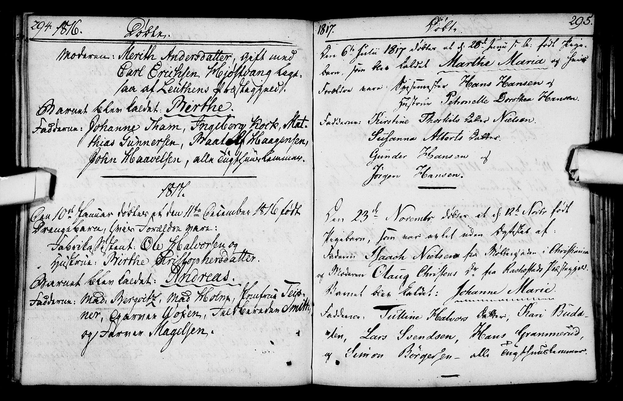 Kristiania tukthusprest Kirkebøker, SAO/A-10881/F/Fa/L0001: Parish register (official) no. 1, 1758-1828, p. 294-295