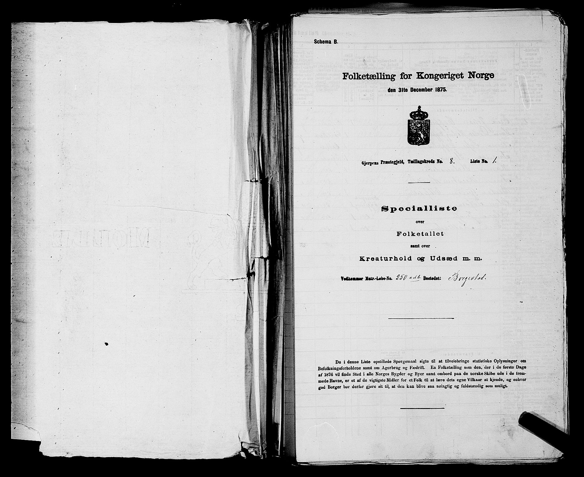 SAKO, 1875 census for 0812P Gjerpen, 1875, p. 1046