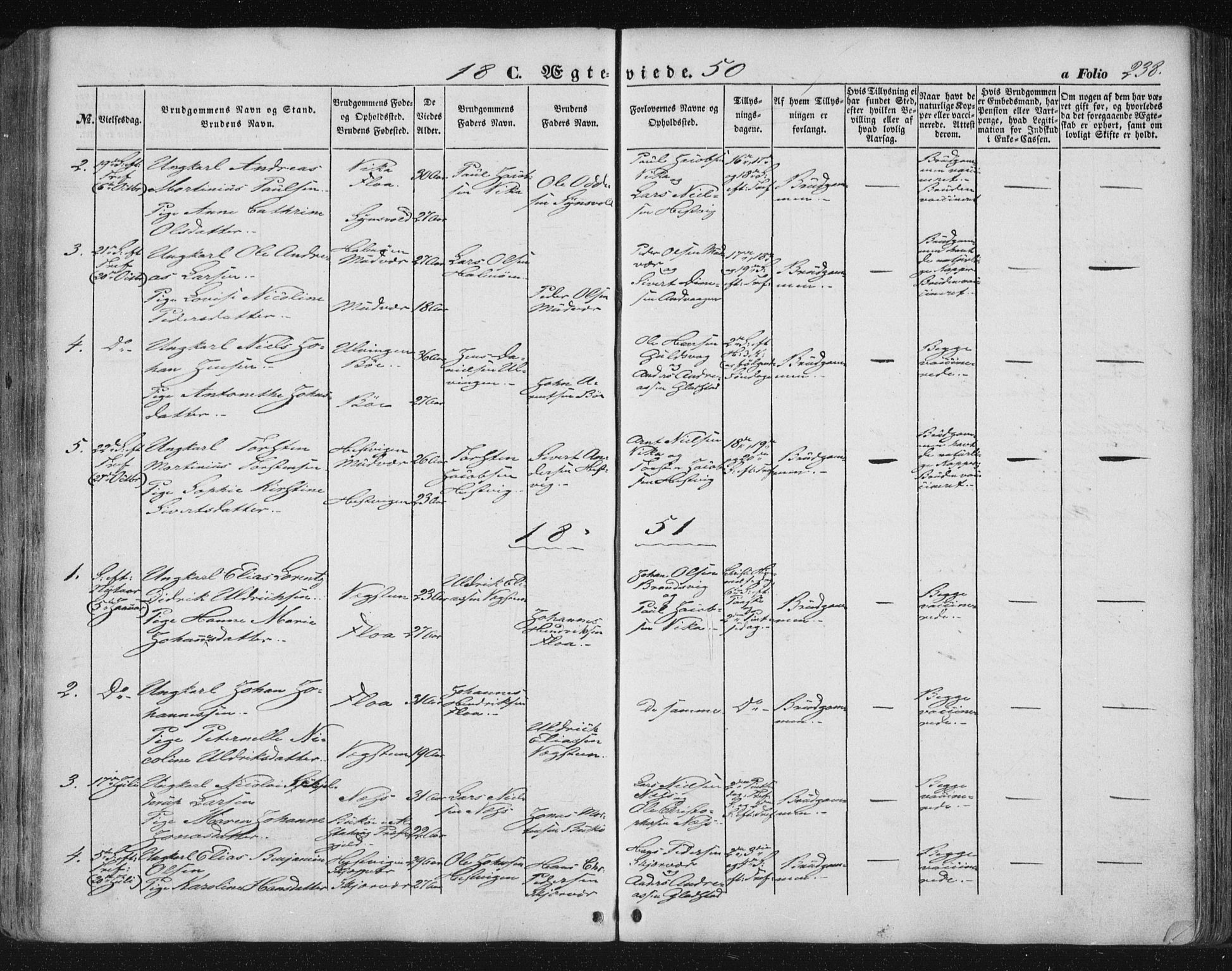 Ministerialprotokoller, klokkerbøker og fødselsregistre - Nordland, AV/SAT-A-1459/816/L0240: Parish register (official) no. 816A06, 1846-1870, p. 238