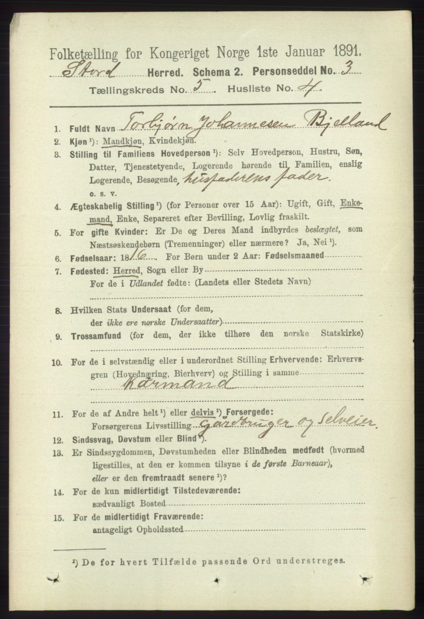 RA, 1891 census for 1221 Stord, 1891, p. 1670