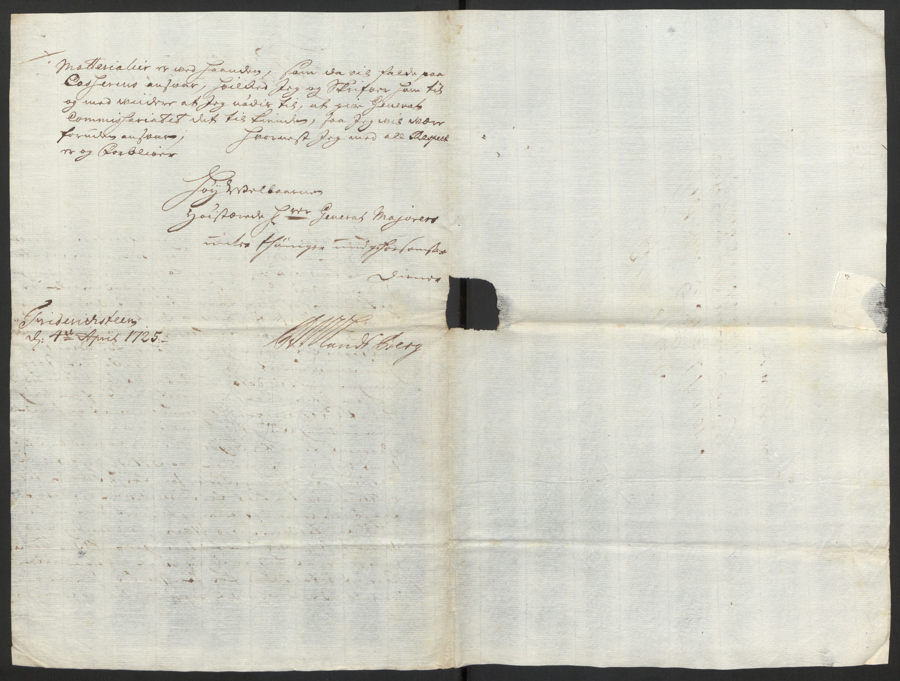 Kommanderende general (KG I) med Det norske krigsdirektorium, AV/RA-EA-5419/D/L0153: Fredriksten festning: Brev, inventarfortegnelser og regnskapsekstrakter, 1724-1729, p. 248