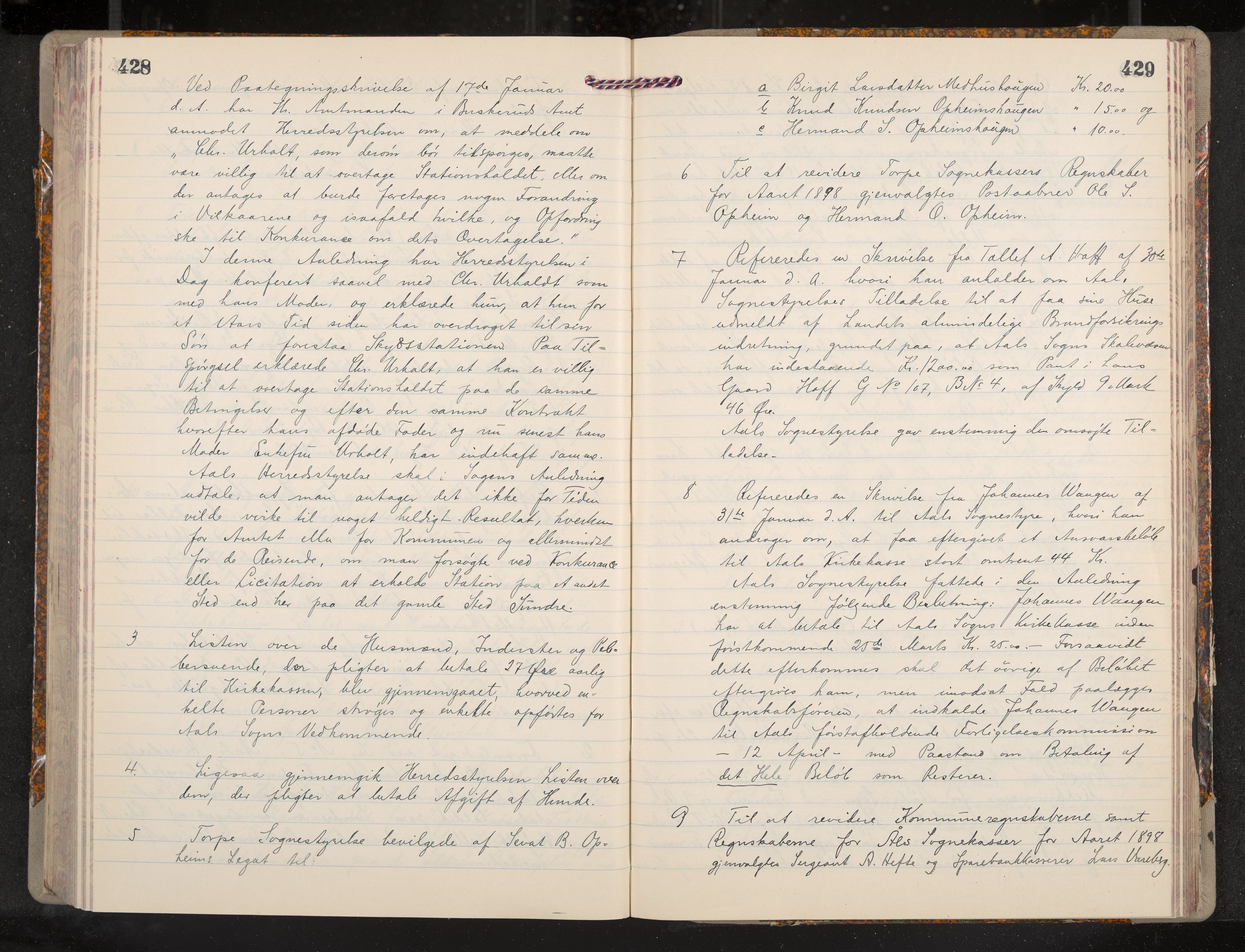 Ål formannskap og sentraladministrasjon, IKAK/0619021/A/Aa/L0004: Utskrift av møtebok, 1881-1901, p. 428-429