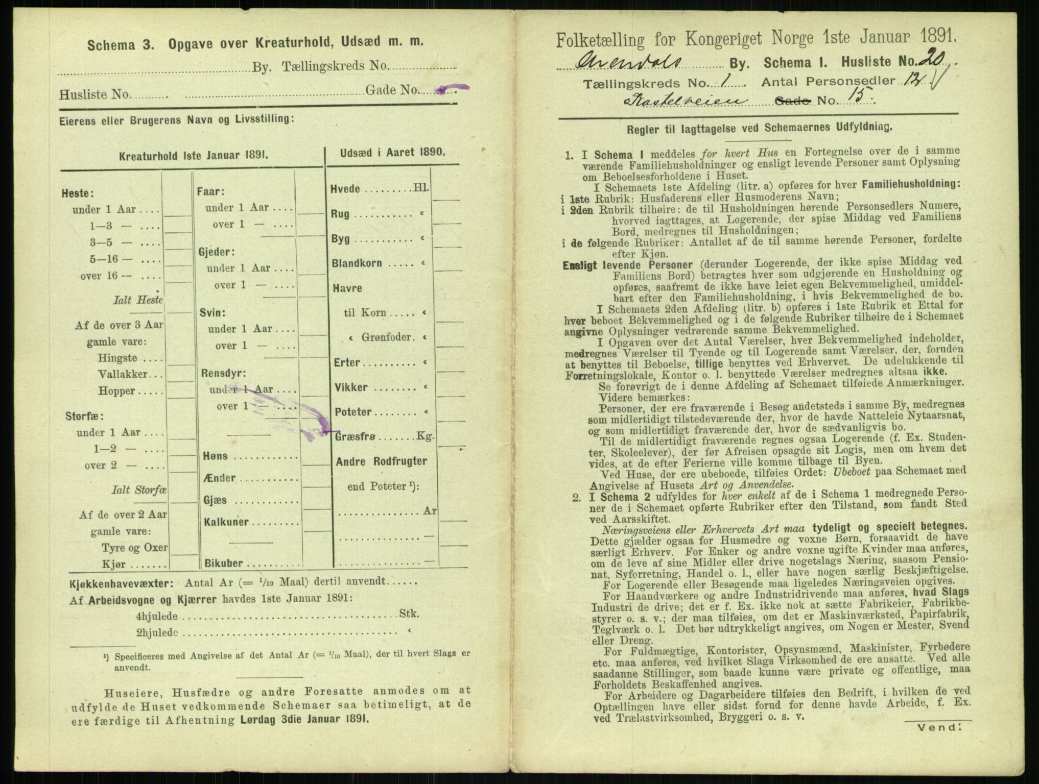 RA, 1891 census for 0903 Arendal, 1891, p. 74