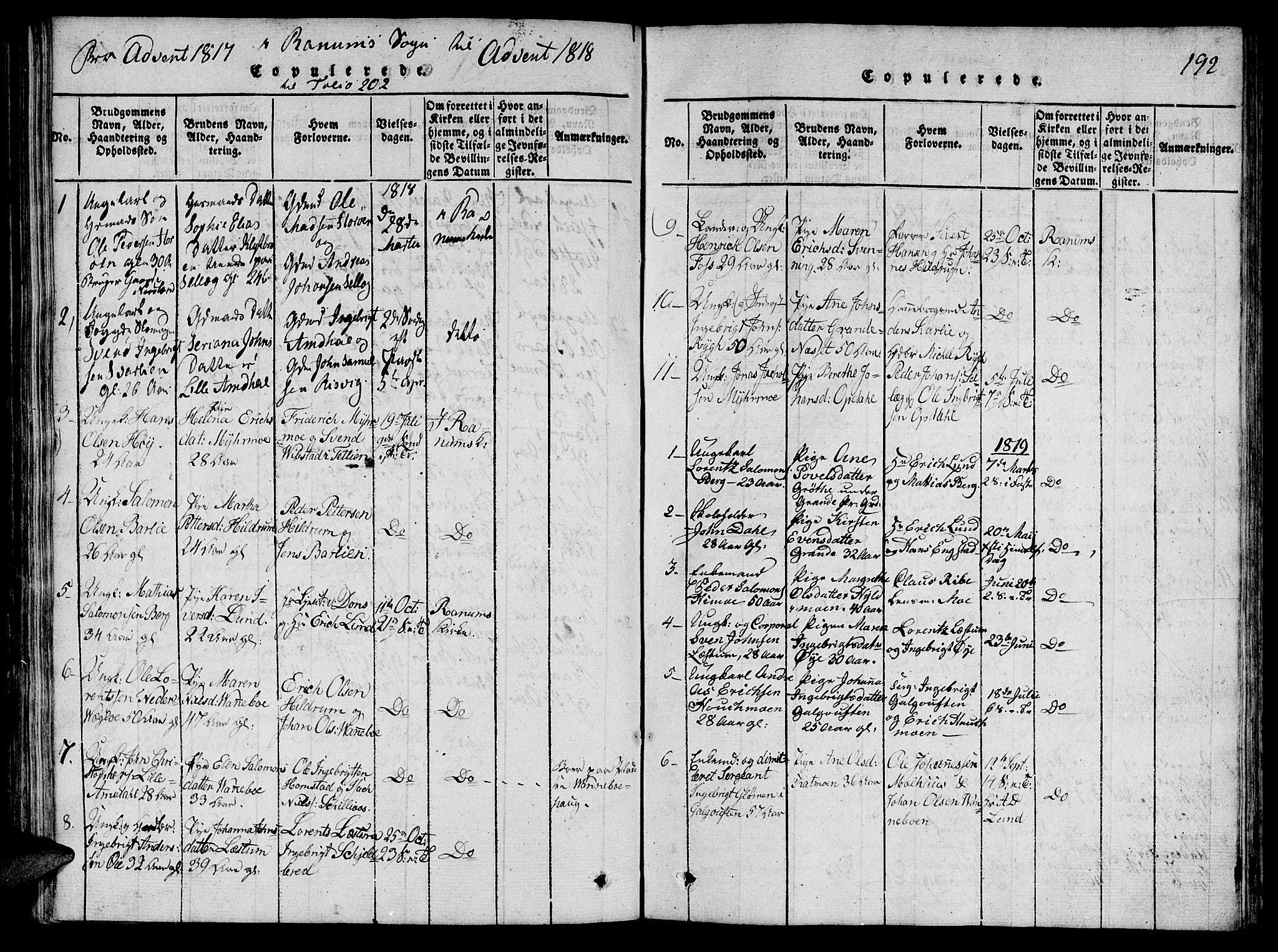 Ministerialprotokoller, klokkerbøker og fødselsregistre - Nord-Trøndelag, SAT/A-1458/764/L0546: Parish register (official) no. 764A06 /1, 1816-1823, p. 192
