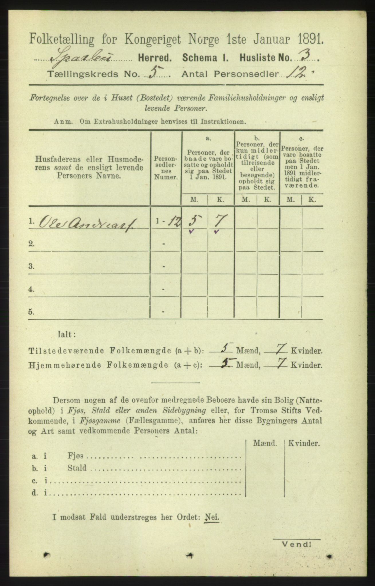 RA, 1891 census for 1731 Sparbu, 1891, p. 1583