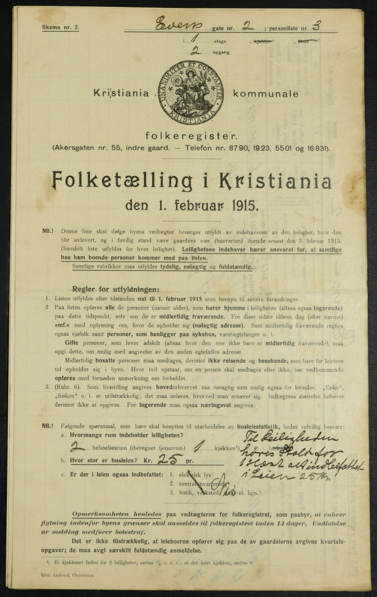 OBA, Municipal Census 1915 for Kristiania, 1915, p. 22445