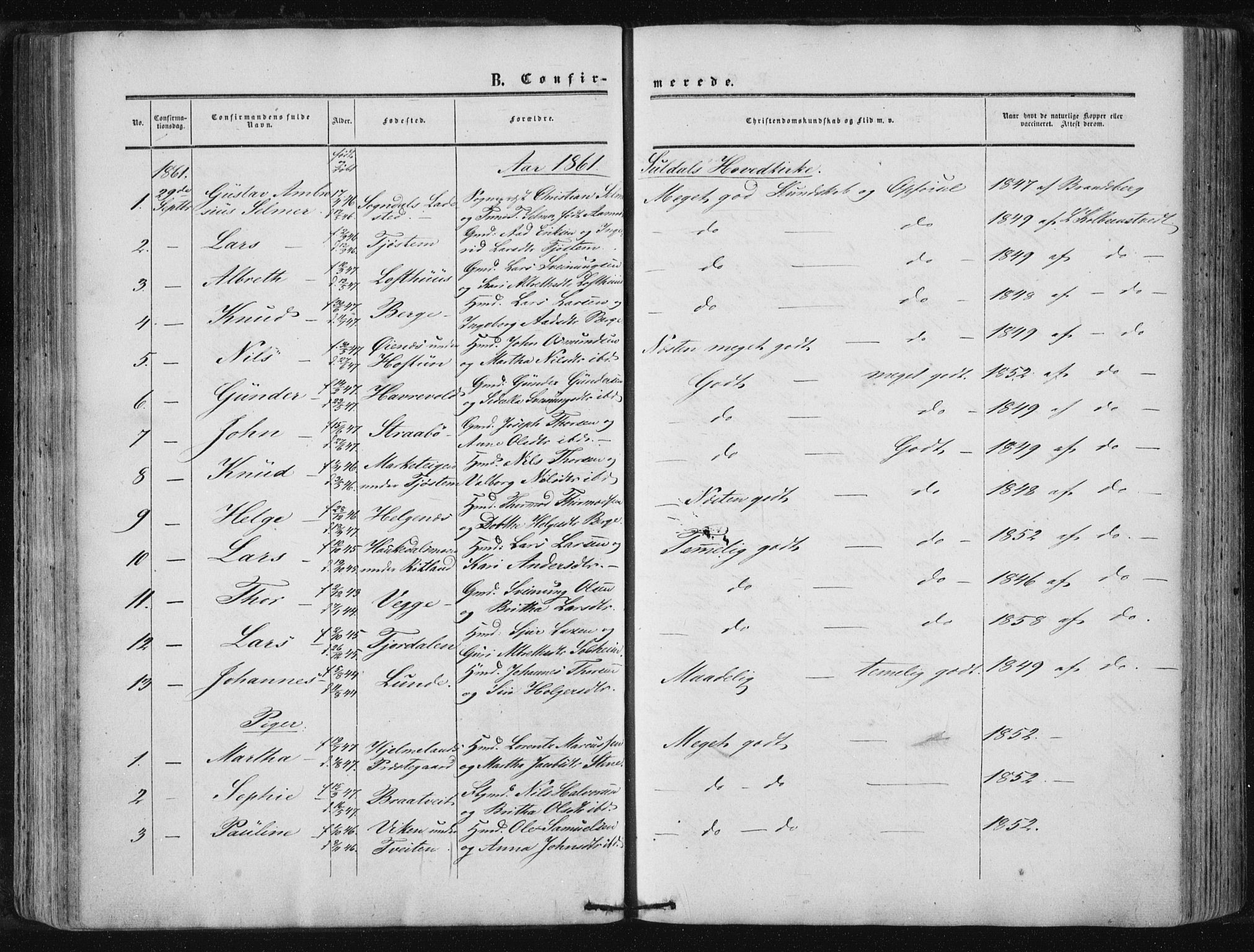 Suldal sokneprestkontor, SAST/A-101845/01/IV/L0009: Parish register (official) no. A 9, 1854-1868