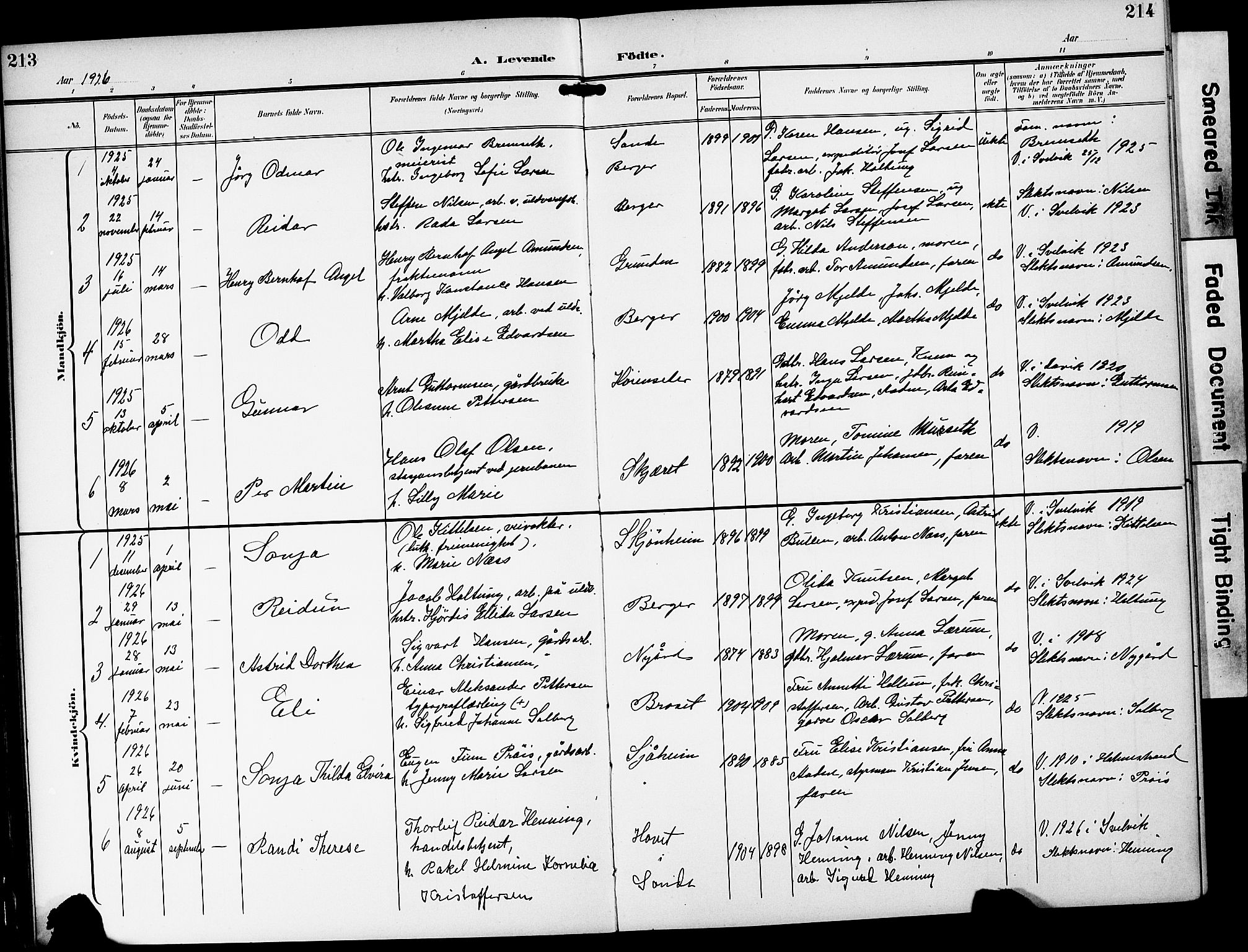 Strømm kirkebøker, AV/SAKO-A-322/G/Ga/L0004: Parish register (copy) no. I 4, 1897-1927, p. 213-214
