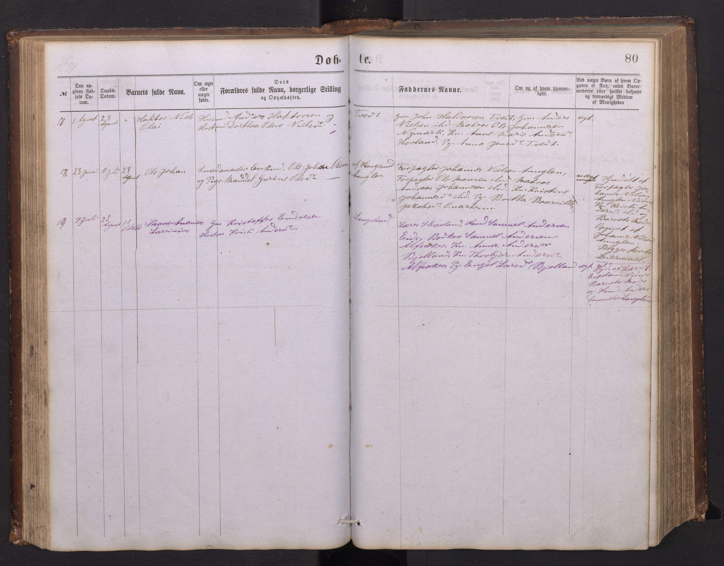 Tysnes sokneprestembete, SAB/A-78601/H/Hab: Parish register (copy) no. C 1, 1873-1895, p. 79b-80a