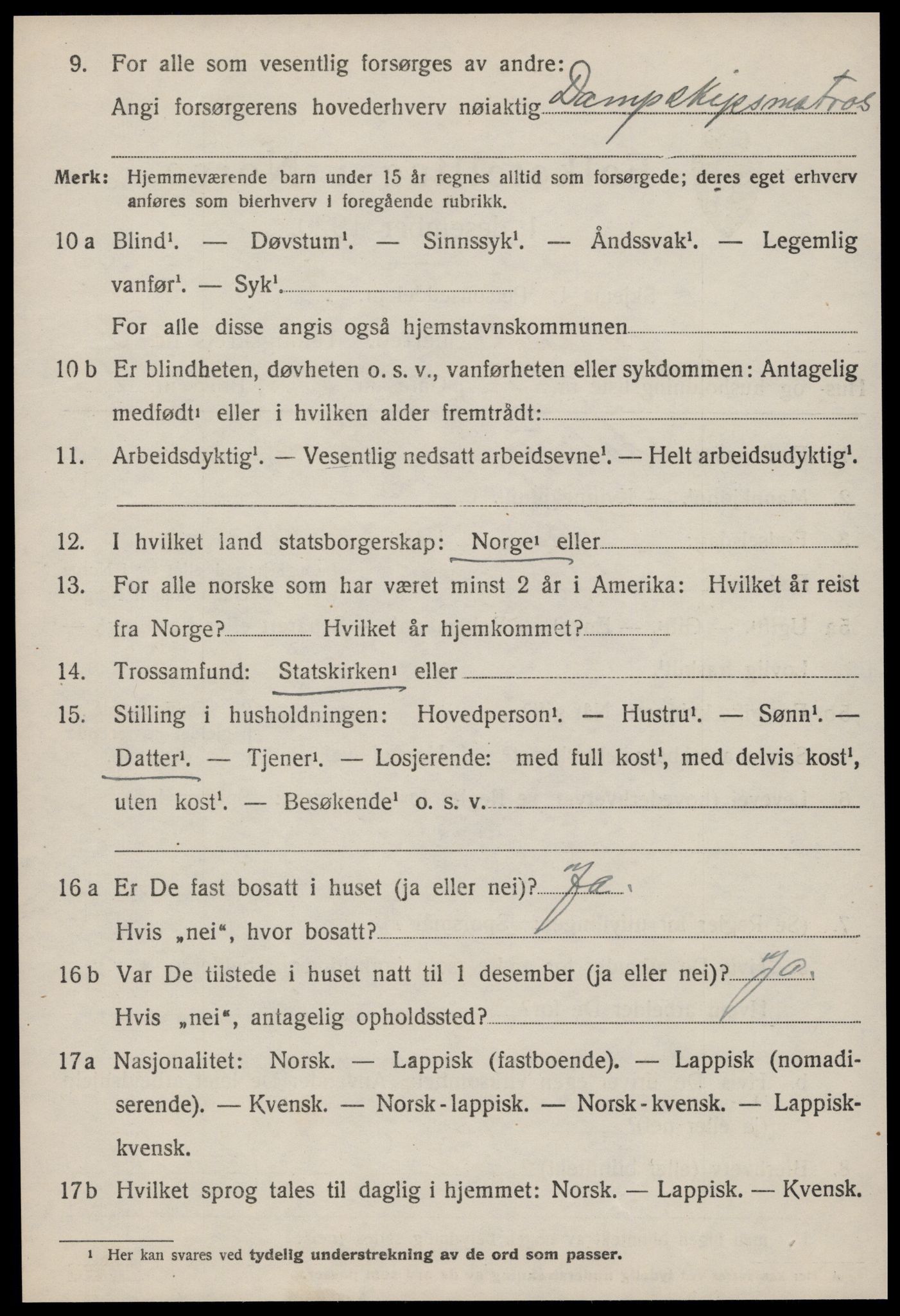 SAT, 1920 census for Ørland, 1920, p. 2526