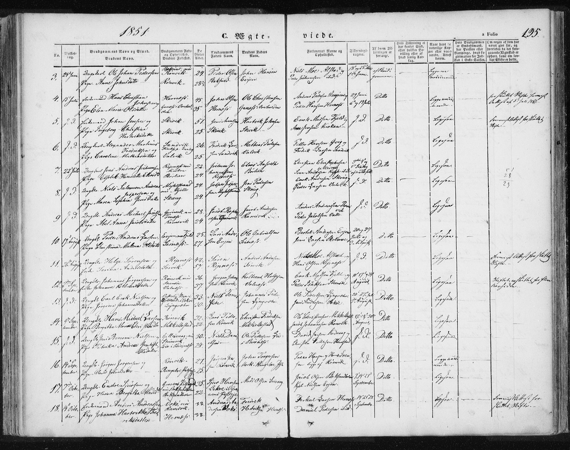Ministerialprotokoller, klokkerbøker og fødselsregistre - Nordland, SAT/A-1459/801/L0007: Parish register (official) no. 801A07, 1845-1863, p. 195