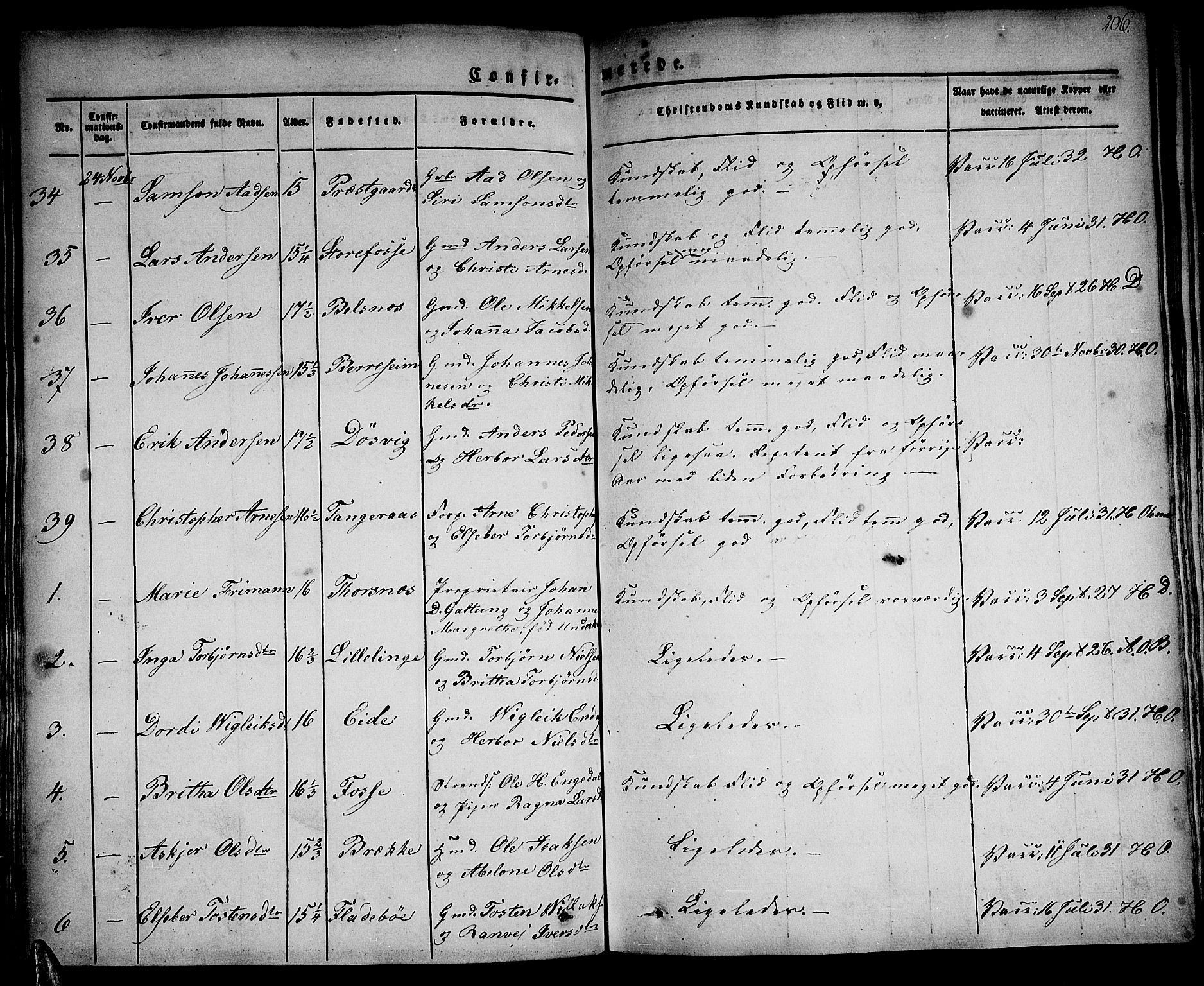 Strandebarm sokneprestembete, AV/SAB-A-78401/H/Haa: Parish register (official) no. A 6, 1826-1843, p. 206