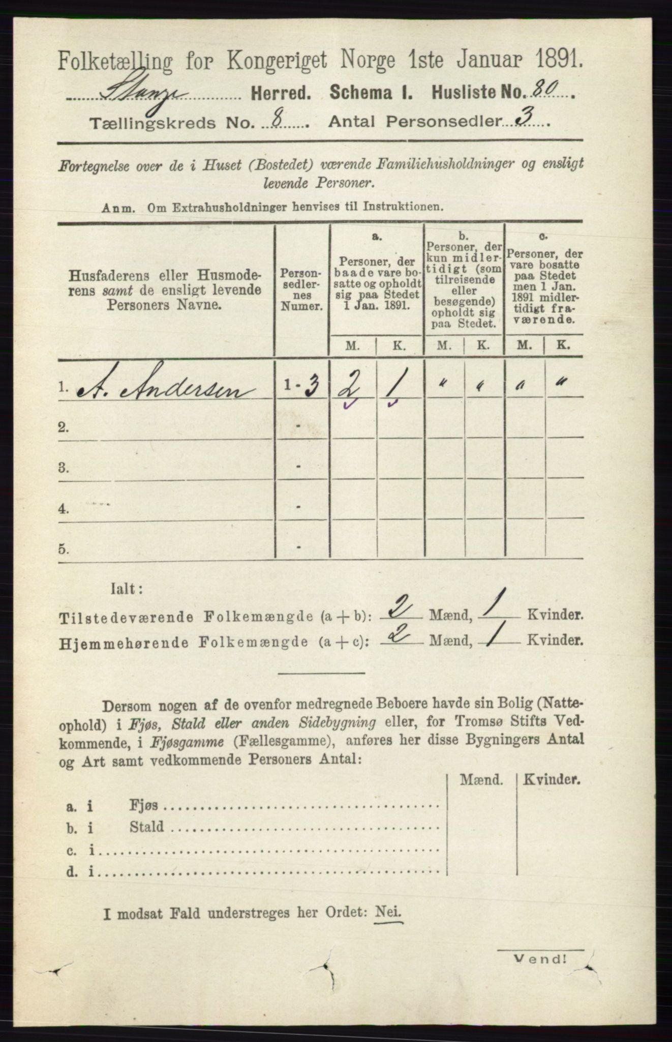 RA, 1891 census for 0417 Stange, 1891, p. 5322