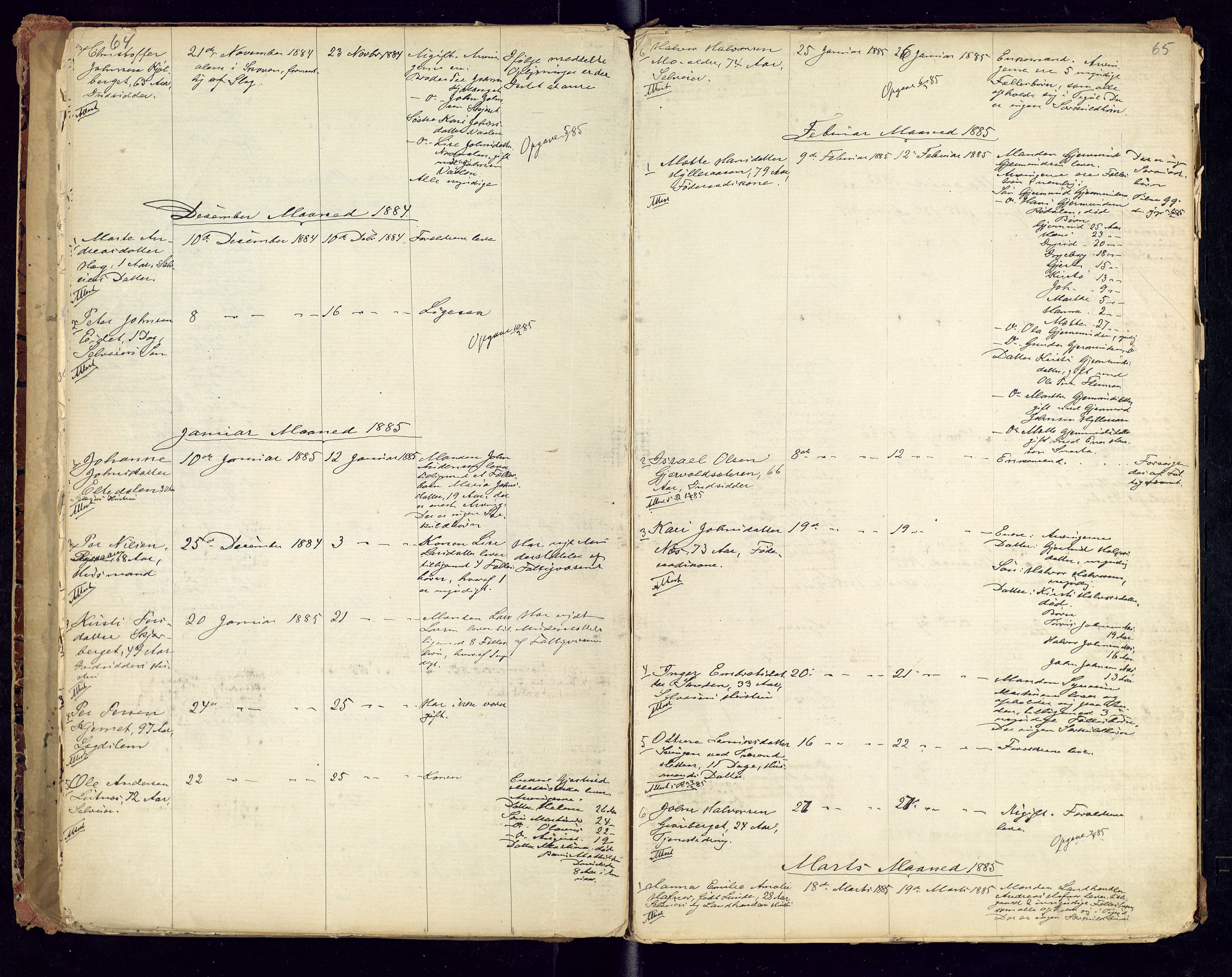 Trysil lensmannskontor, AV/SAH-LHT-026/H/Ha/L0001: Dødsfallsprotokoll, 1875-1901, p. 64-65