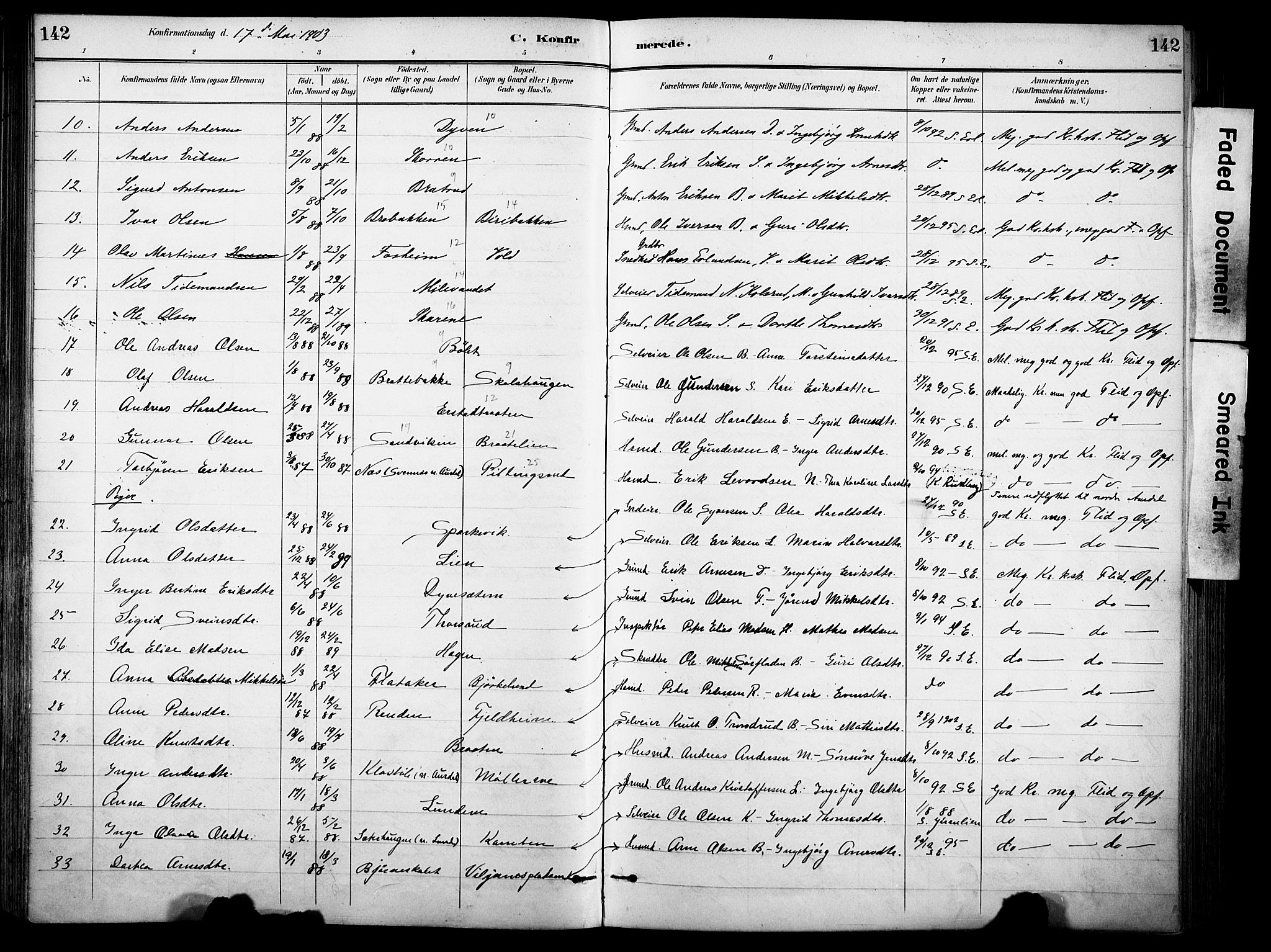 Sør-Aurdal prestekontor, SAH/PREST-128/H/Ha/Haa/L0009: Parish register (official) no. 9, 1886-1906, p. 142