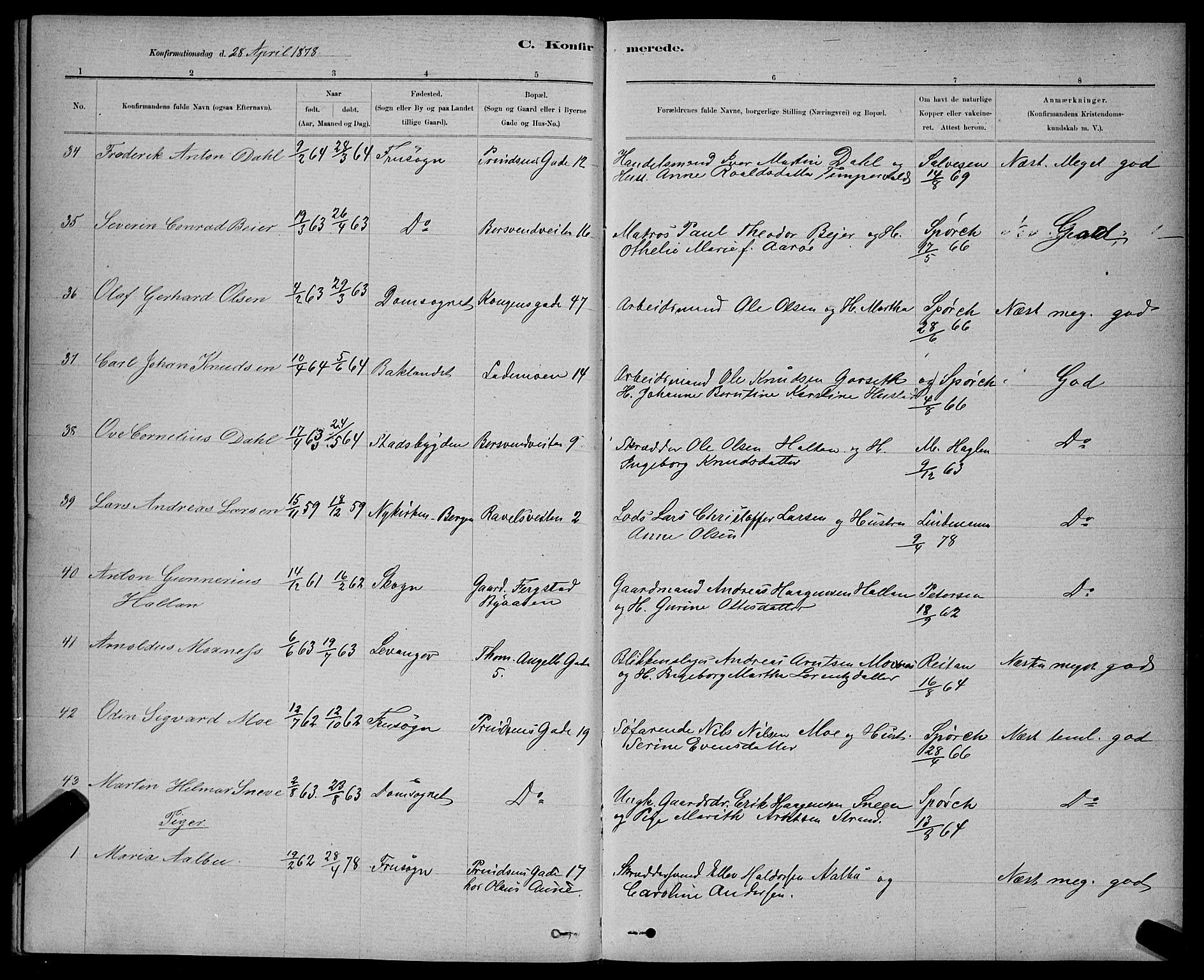 Ministerialprotokoller, klokkerbøker og fødselsregistre - Sør-Trøndelag, AV/SAT-A-1456/601/L0091: Parish register (copy) no. 601C09, 1878-1883