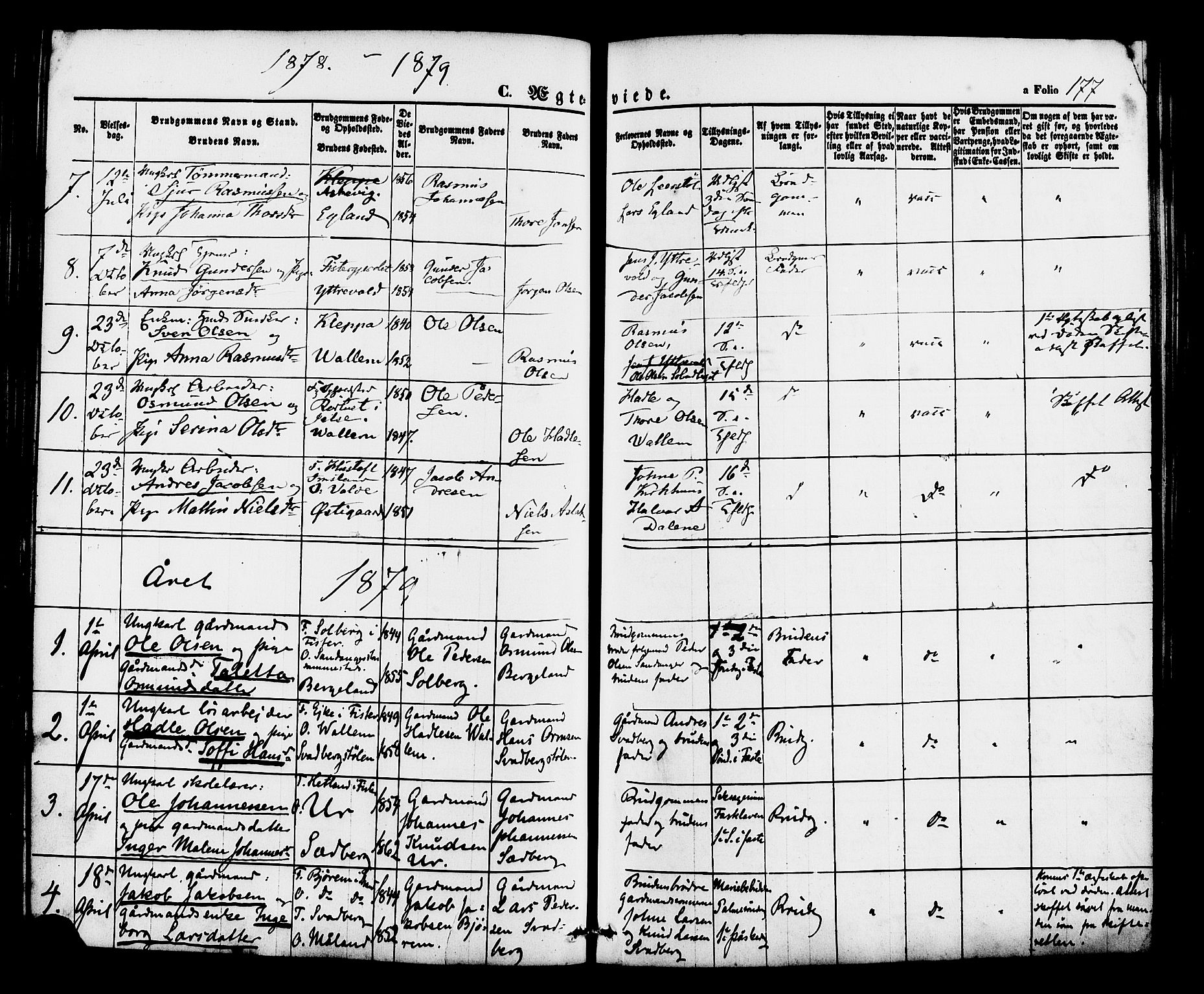 Hjelmeland sokneprestkontor, AV/SAST-A-101843/01/IV/L0012: Parish register (official) no. A 12, 1862-1886, p. 177