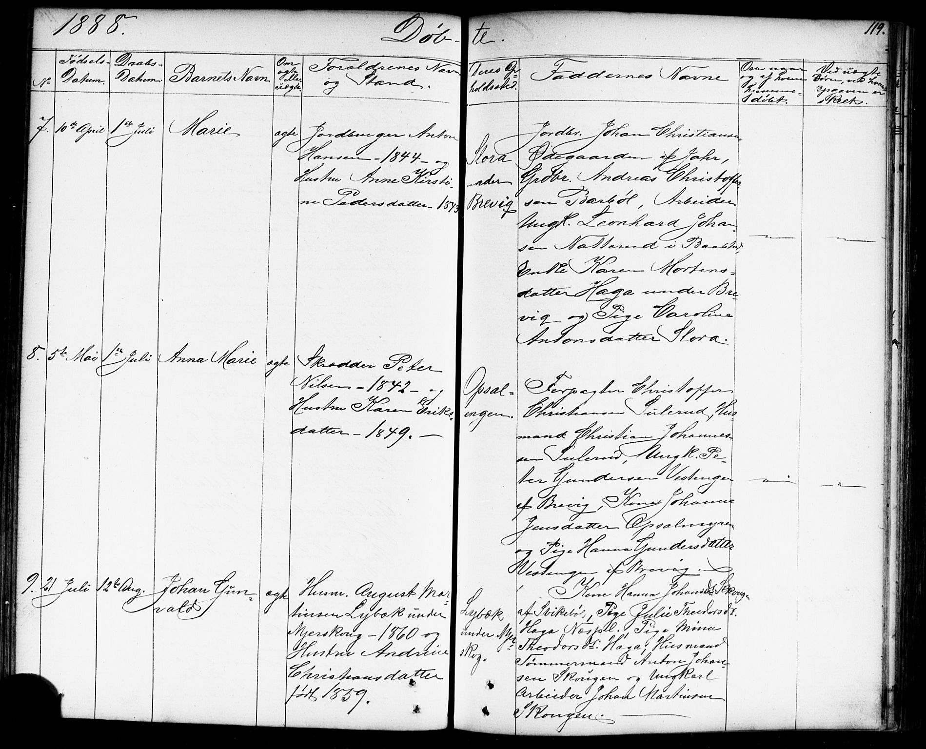 Enebakk prestekontor Kirkebøker, SAO/A-10171c/G/Gb/L0001: Parish register (copy) no. II 1, 1859-1890, p. 119
