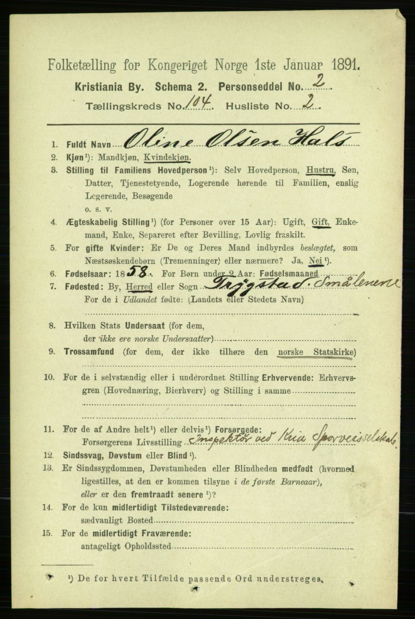 RA, 1891 census for 0301 Kristiania, 1891, p. 52283