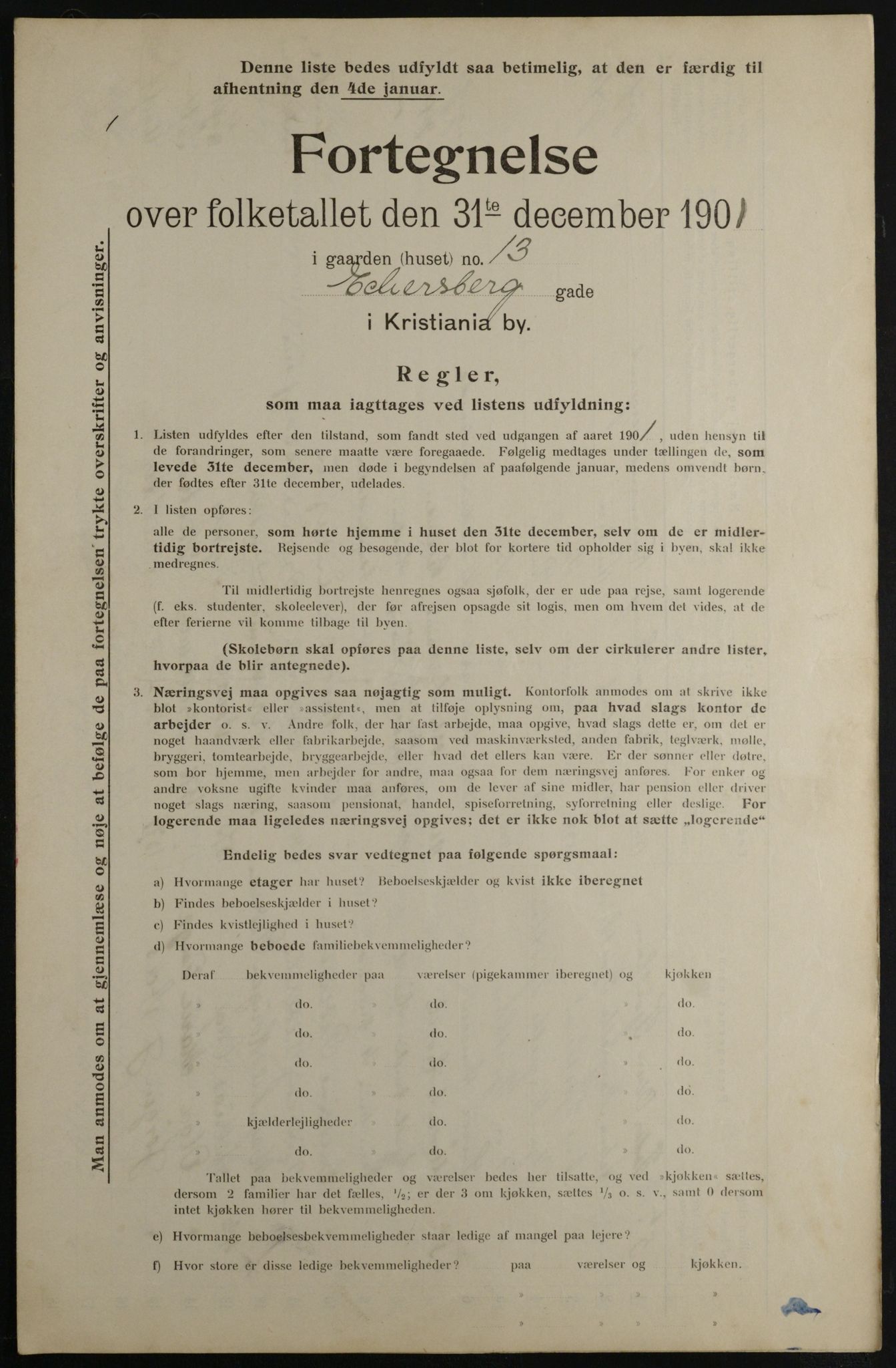 OBA, Municipal Census 1901 for Kristiania, 1901, p. 2964