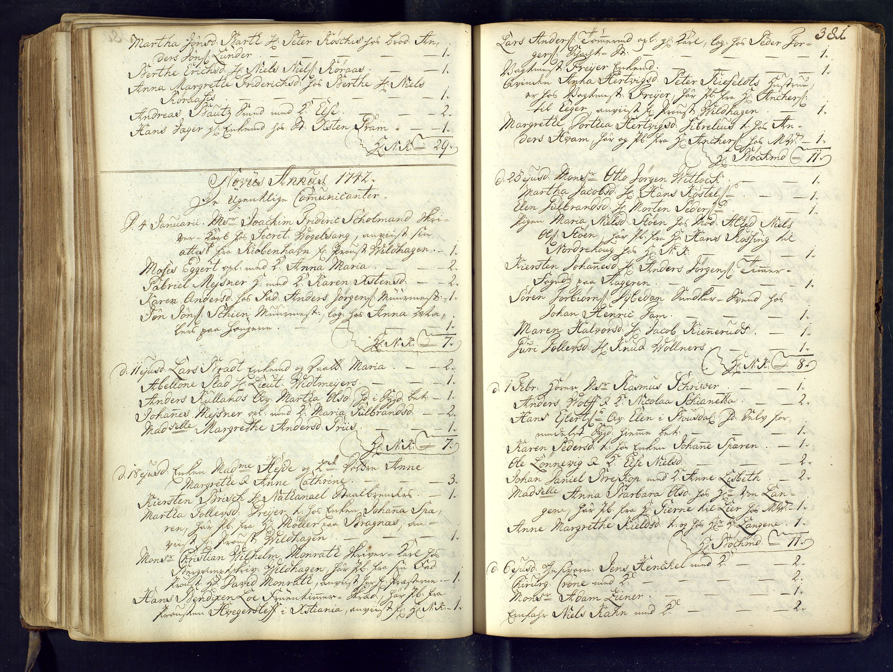Kongsberg kirkebøker, SAKO/A-22/M/Ma/L0002: Communicants register no. 2, 1739-1745, p. 381