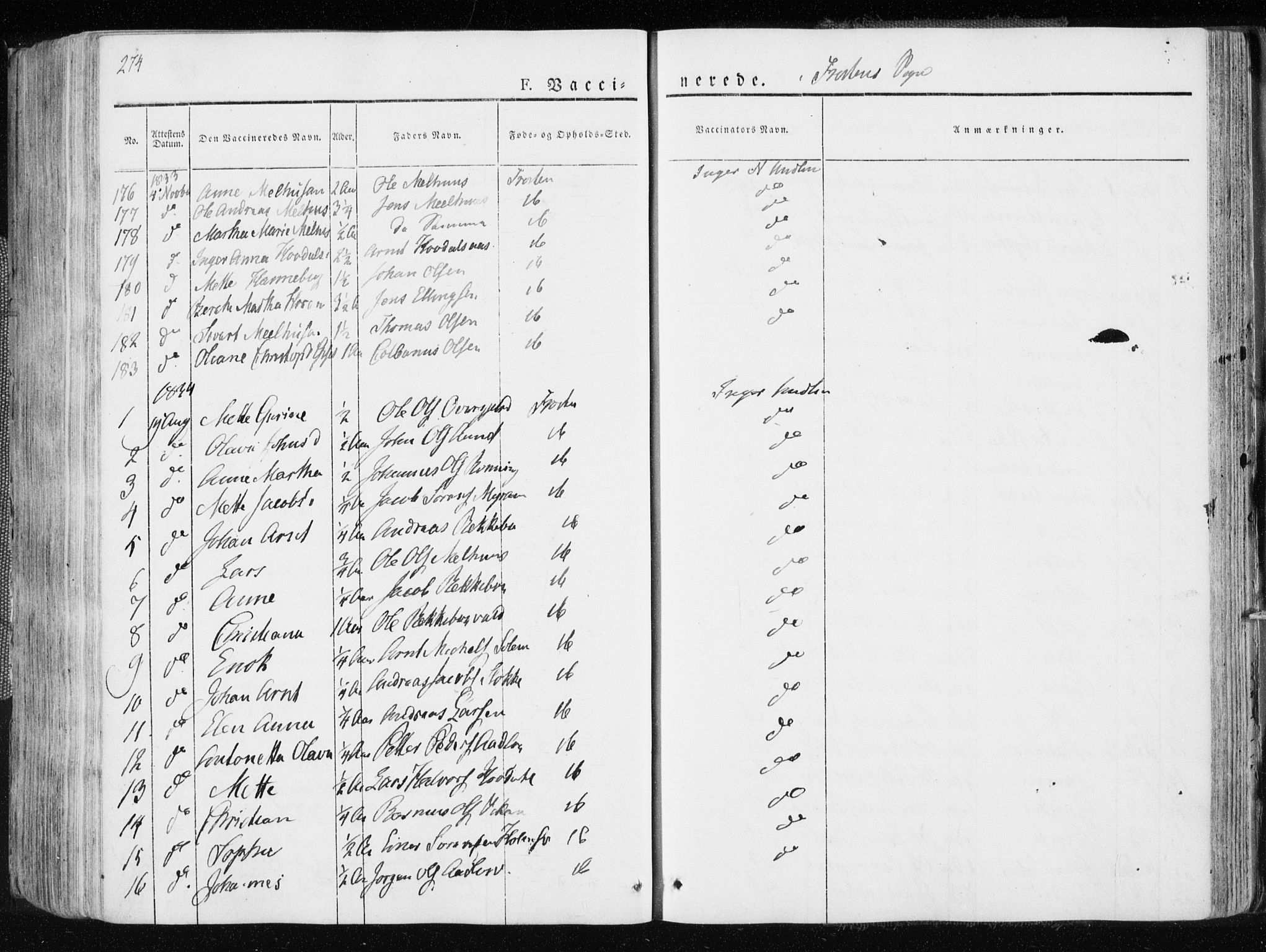 Ministerialprotokoller, klokkerbøker og fødselsregistre - Nord-Trøndelag, SAT/A-1458/713/L0114: Parish register (official) no. 713A05, 1827-1839, p. 274