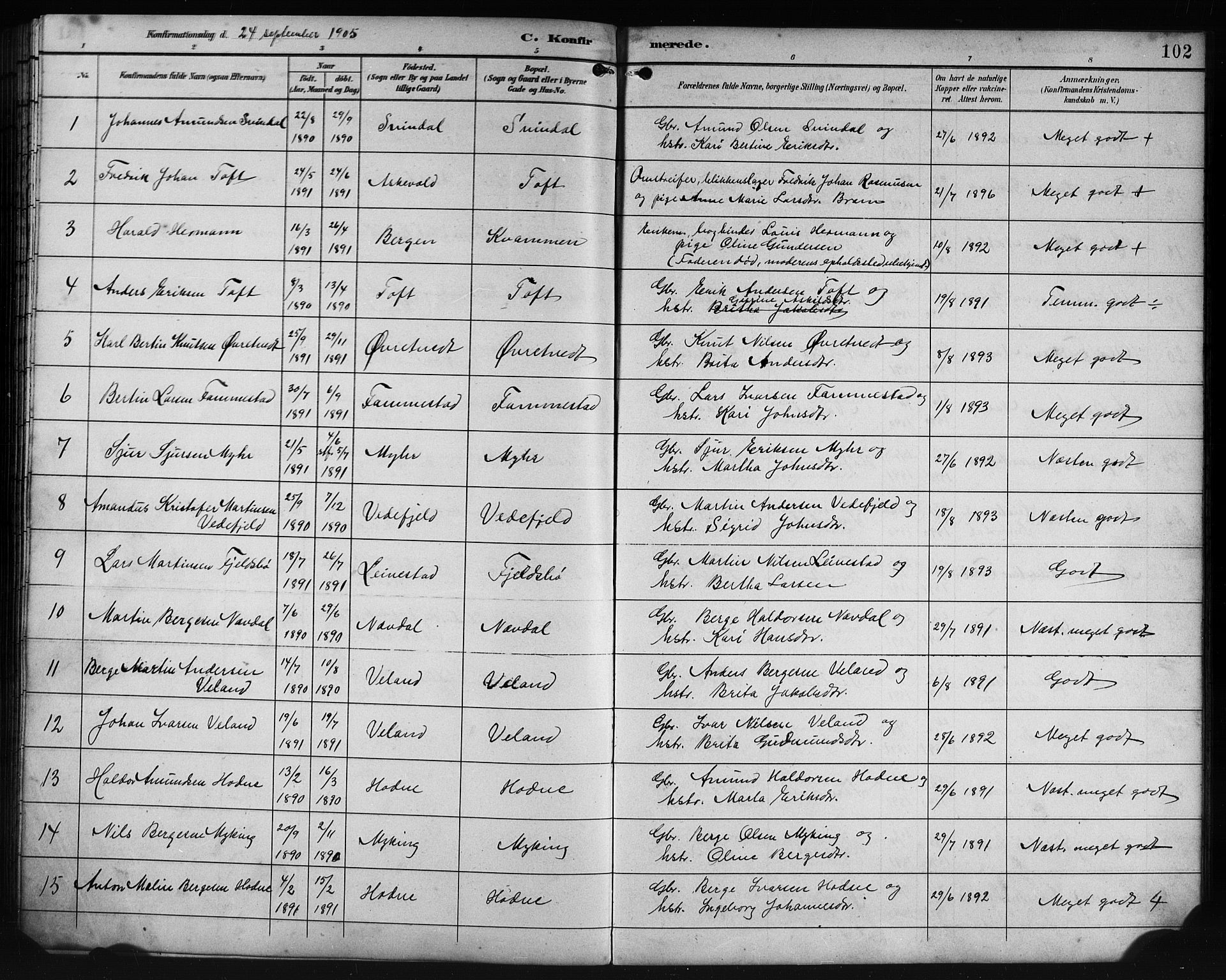 Lindås Sokneprestembete, SAB/A-76701/H/Hab: Parish register (copy) no. E 3, 1892-1905, p. 102