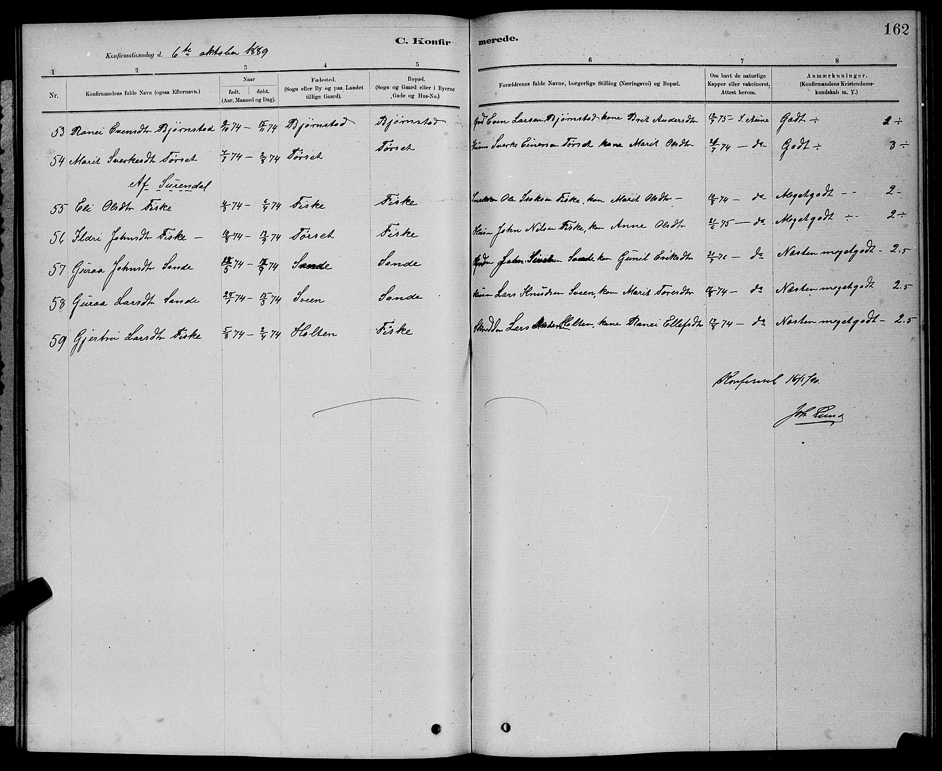 Ministerialprotokoller, klokkerbøker og fødselsregistre - Møre og Romsdal, AV/SAT-A-1454/598/L1077: Parish register (copy) no. 598C02, 1879-1891, p. 162