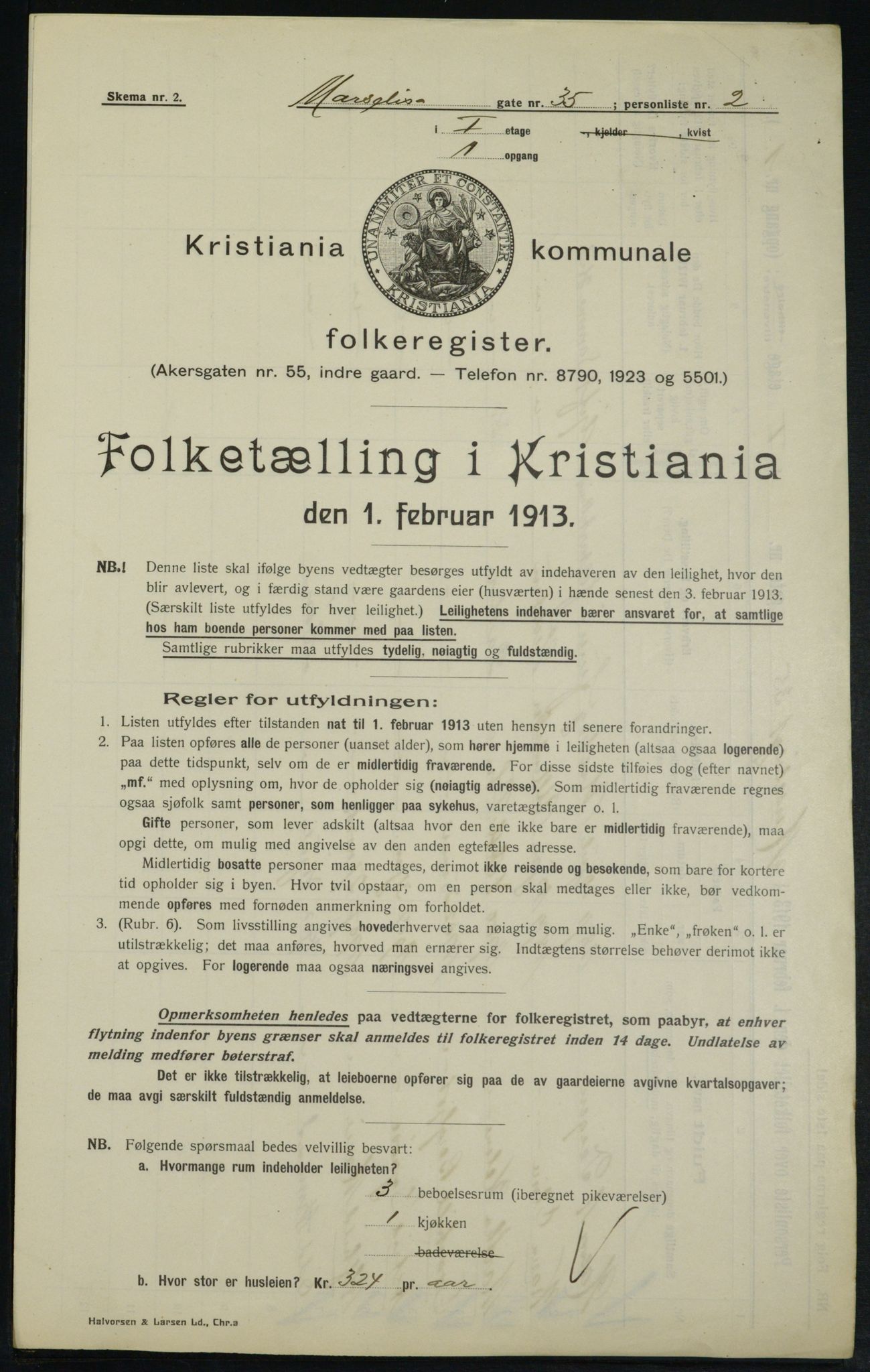 OBA, Municipal Census 1913 for Kristiania, 1913, p. 64497