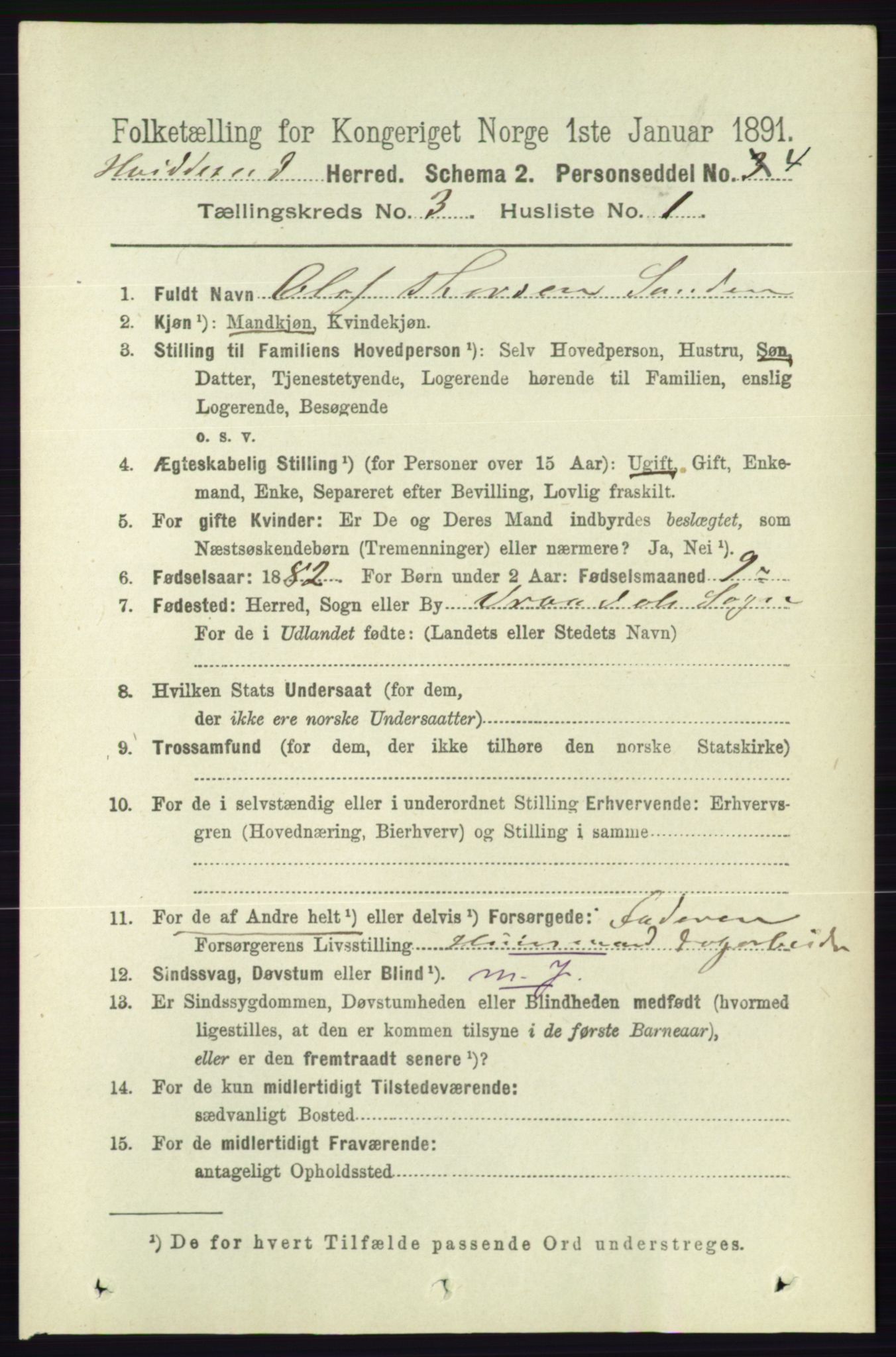 RA, 1891 census for 0829 Kviteseid, 1891, p. 505