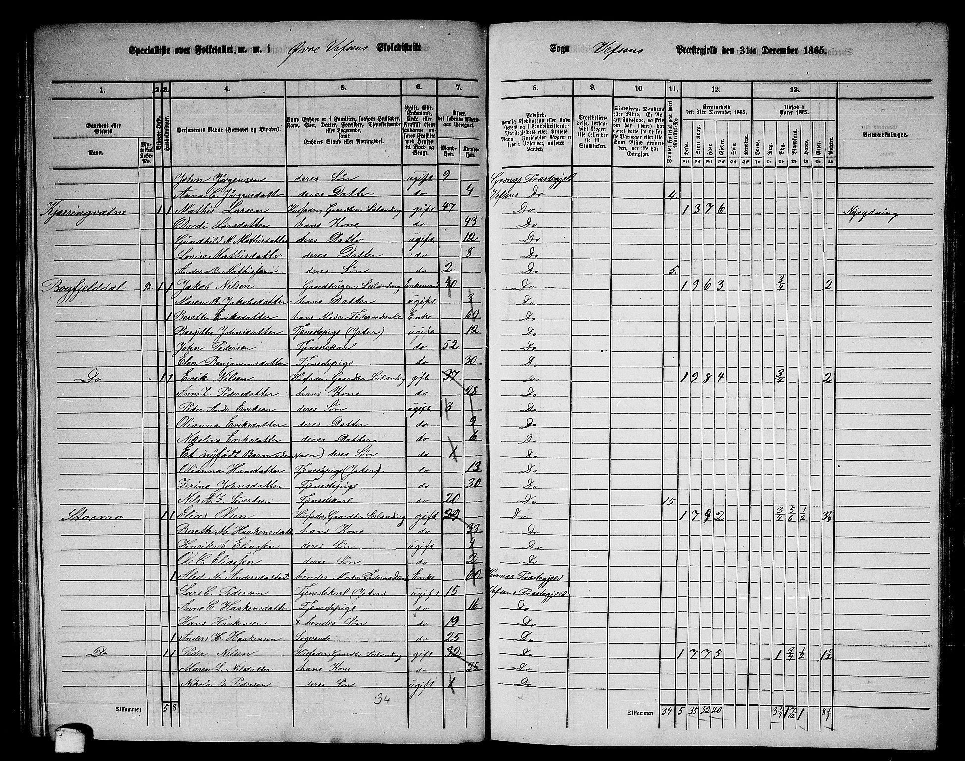 RA, 1865 census for Vefsn, 1865, p. 114