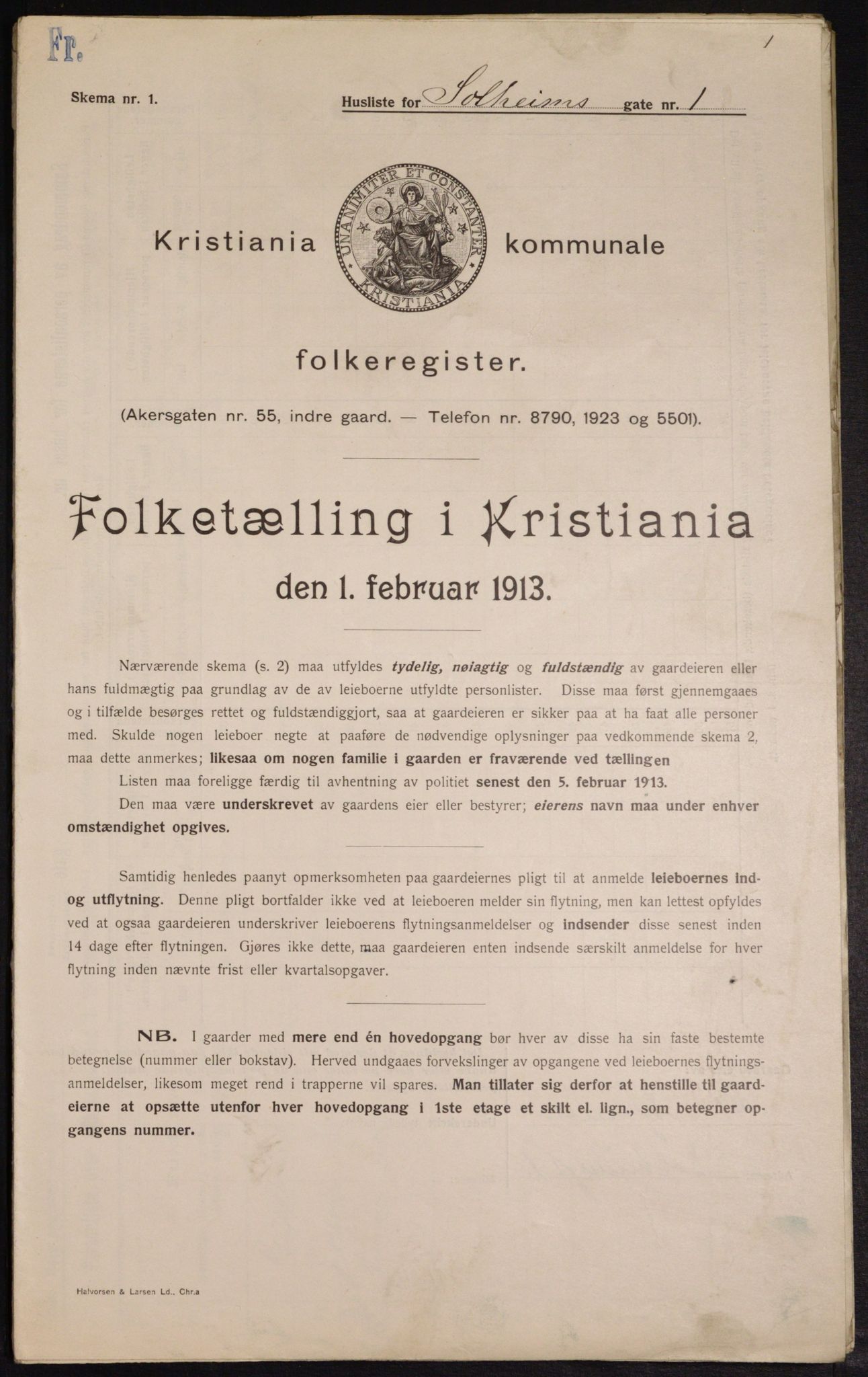 OBA, Municipal Census 1913 for Kristiania, 1913, p. 99538