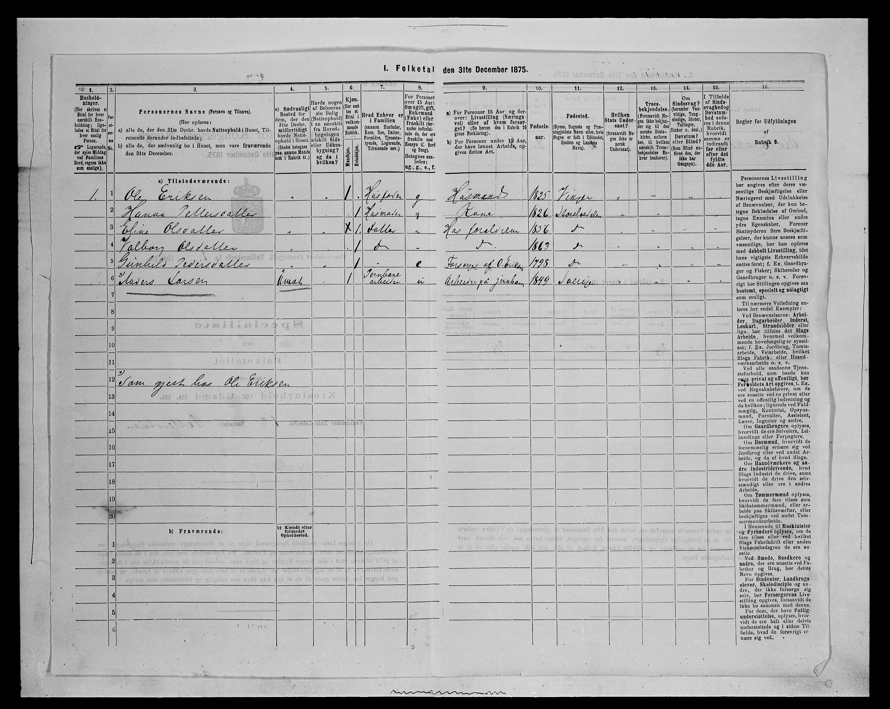 SAH, 1875 census for 0430P Stor-Elvdal, 1875, p. 60