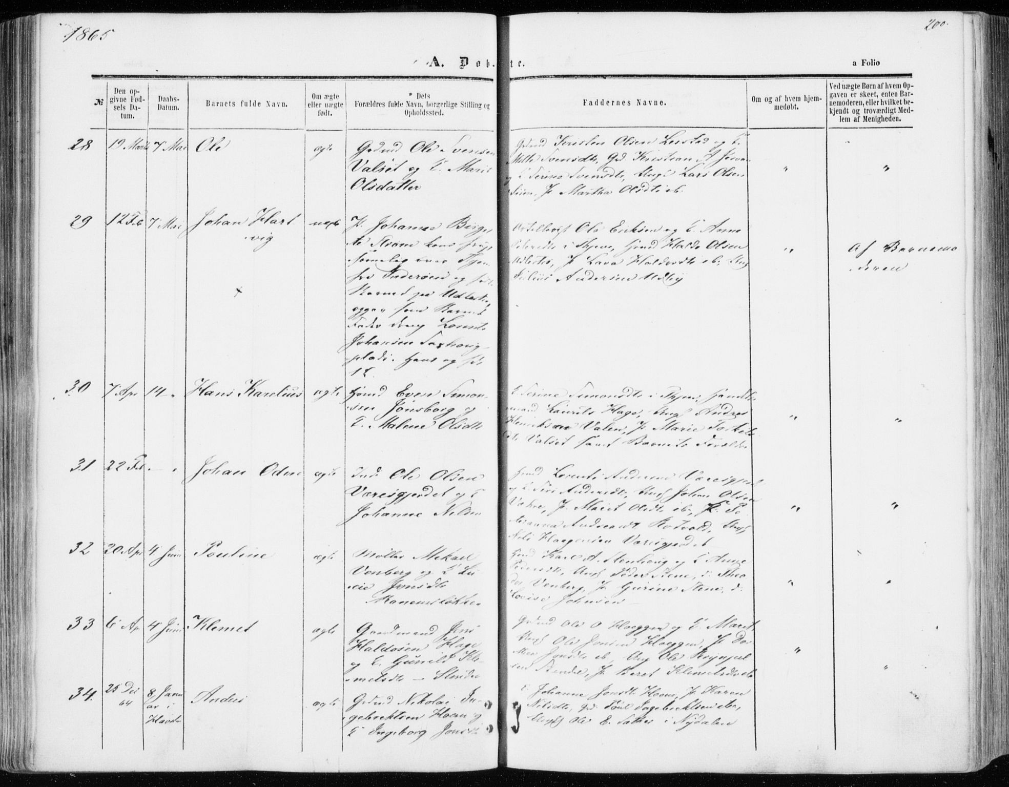 Ministerialprotokoller, klokkerbøker og fødselsregistre - Sør-Trøndelag, AV/SAT-A-1456/606/L0292: Parish register (official) no. 606A07, 1856-1865, p. 200