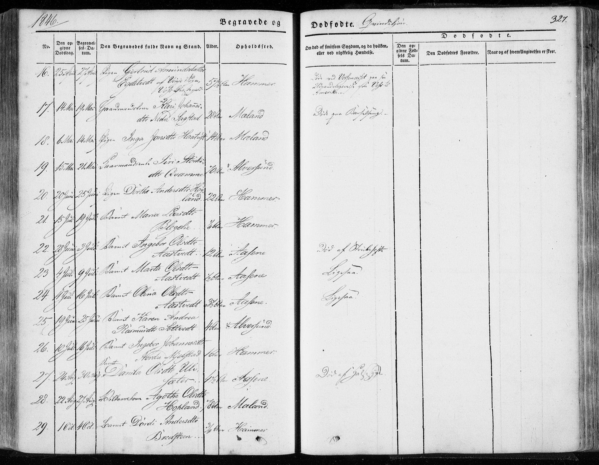 Hamre sokneprestembete, AV/SAB-A-75501/H/Ha/Haa/Haaa/L0013: Parish register (official) no. A 13, 1846-1857, p. 327