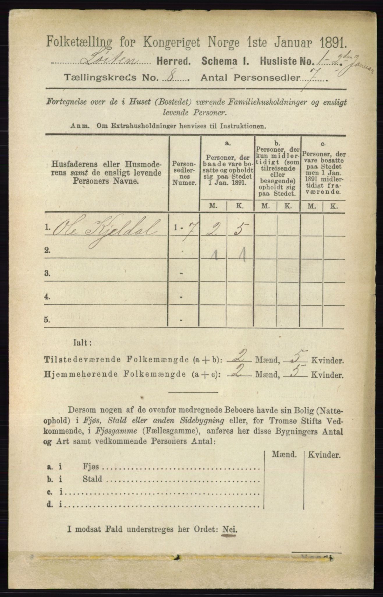 RA, 1891 census for 0415 Løten, 1891, p. 5187