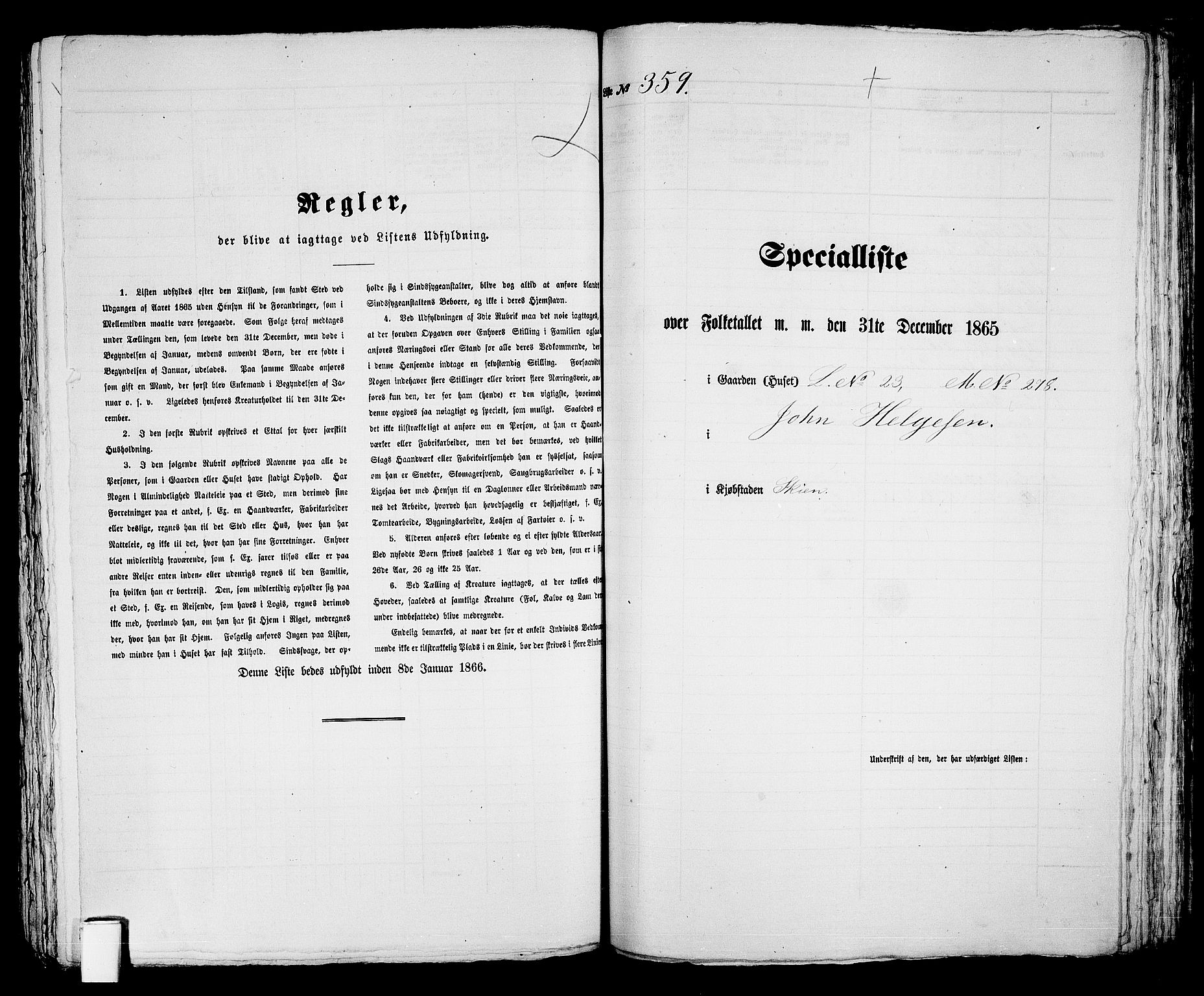 RA, 1865 census for Skien, 1865, p. 734