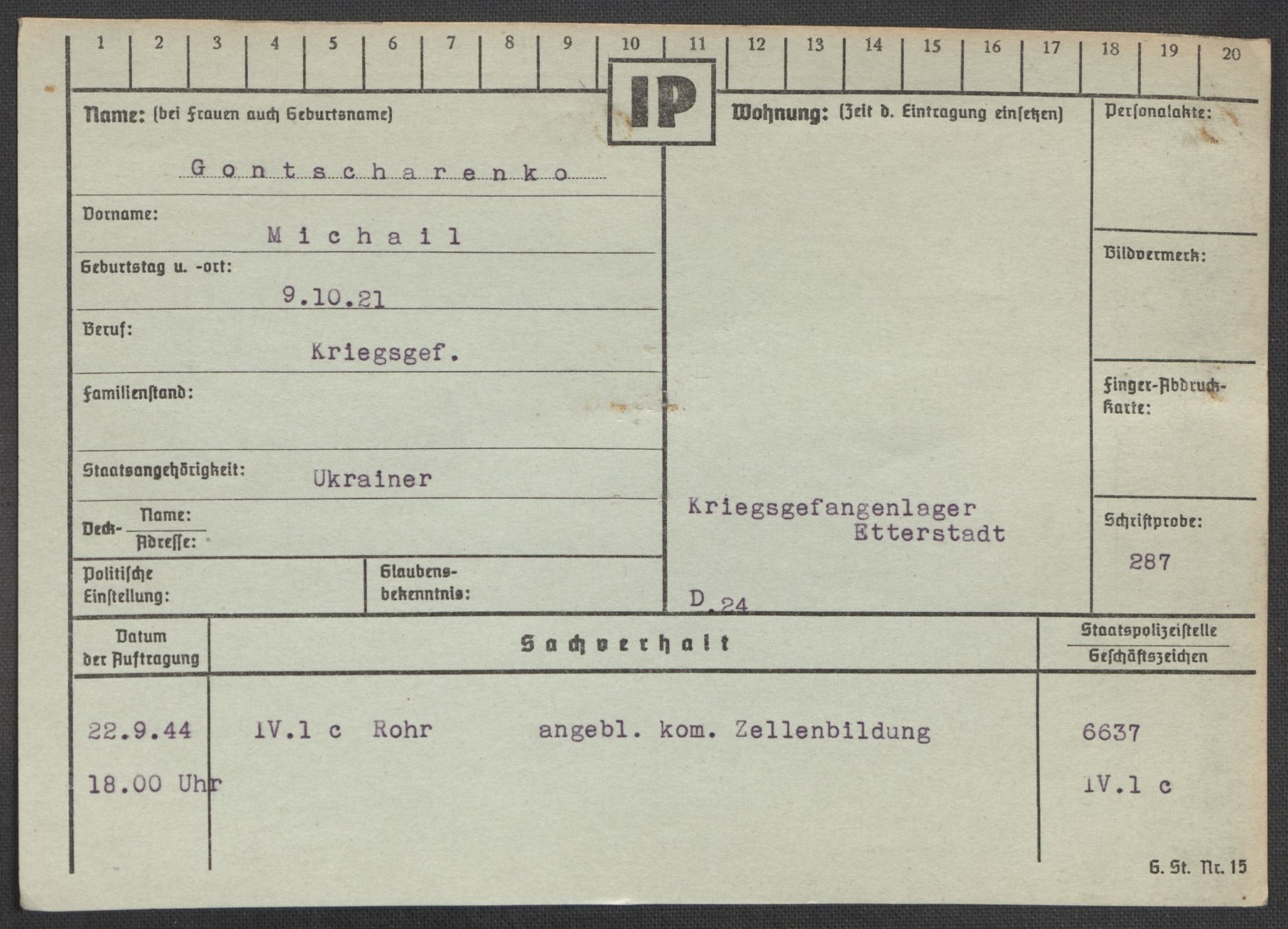 Befehlshaber der Sicherheitspolizei und des SD, AV/RA-RAFA-5969/E/Ea/Eaa/L0003: Register over norske fanger i Møllergata 19: Eng-Hag, 1940-1945, p. 901