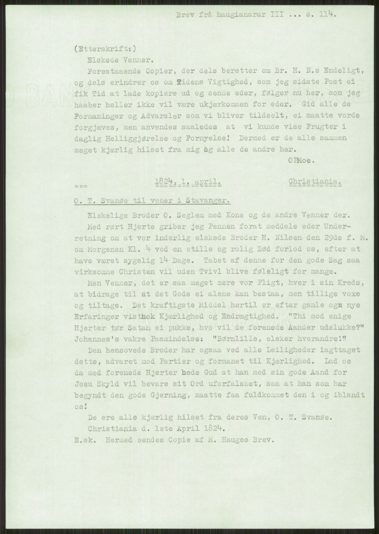 Samlinger til kildeutgivelse, Haugianerbrev, RA/EA-6834/F/L0003: Haugianerbrev III: 1822-1826, 1822-1826, p. 114