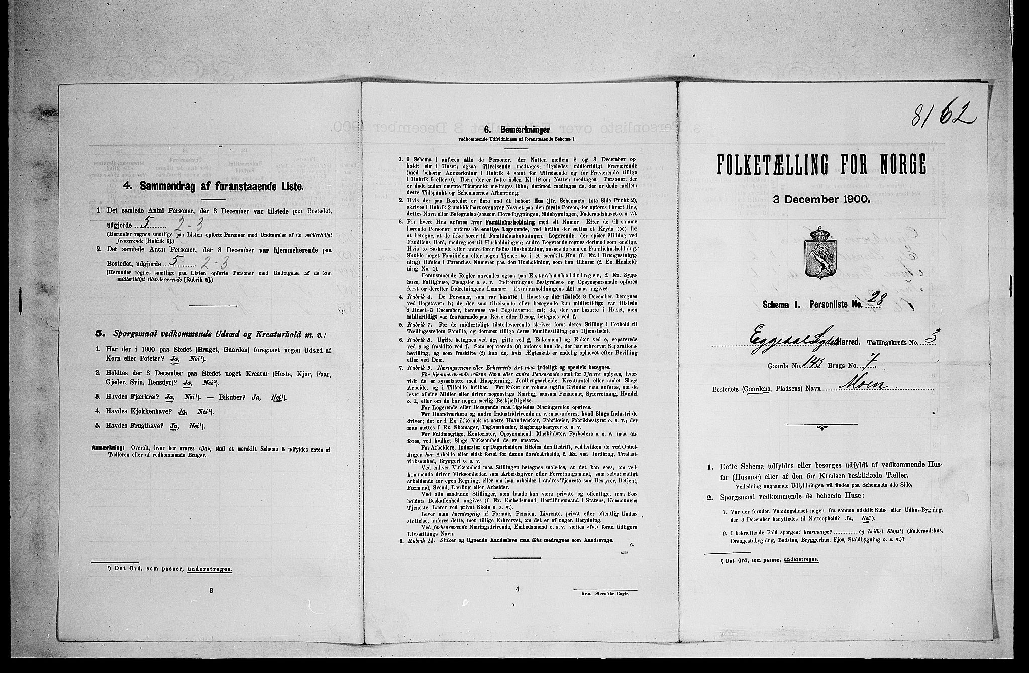 RA, 1900 census for Sigdal, 1900, p. 2020