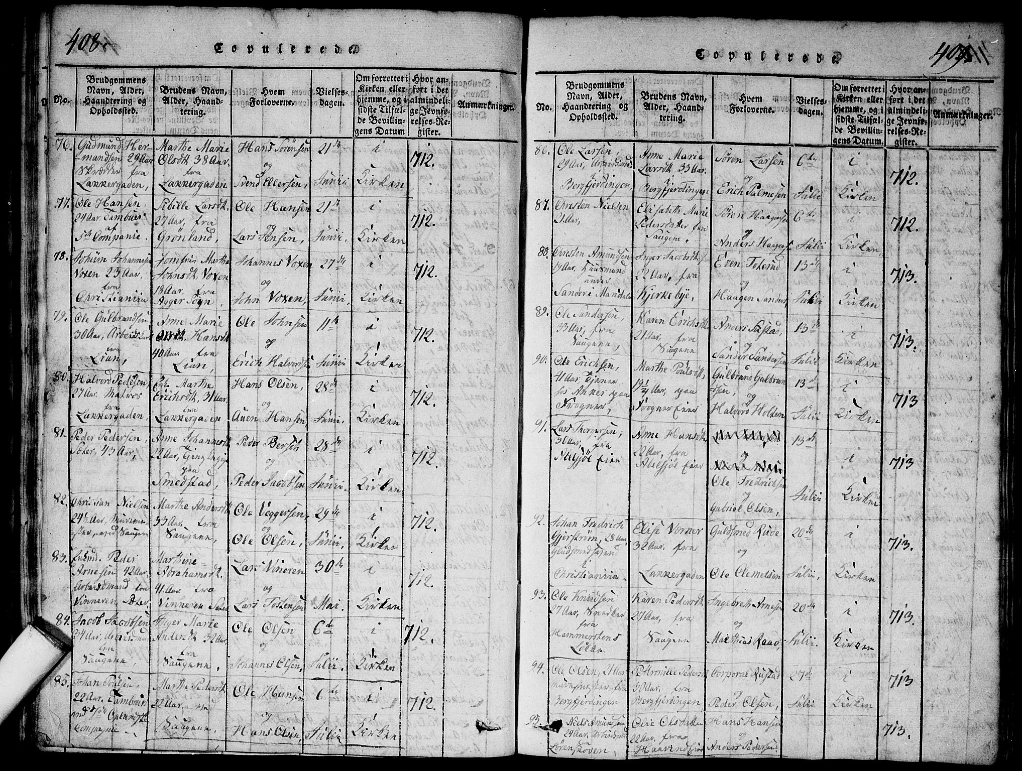 Aker prestekontor kirkebøker, SAO/A-10861/G/L0002: Parish register (copy) no. 2, 1815-1819, p. 408-409