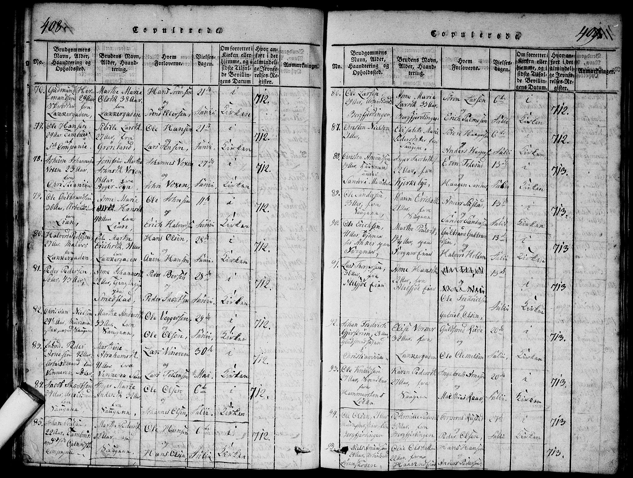 Aker prestekontor kirkebøker, AV/SAO-A-10861/G/L0002: Parish register (copy) no. 2, 1815-1819, p. 408-409