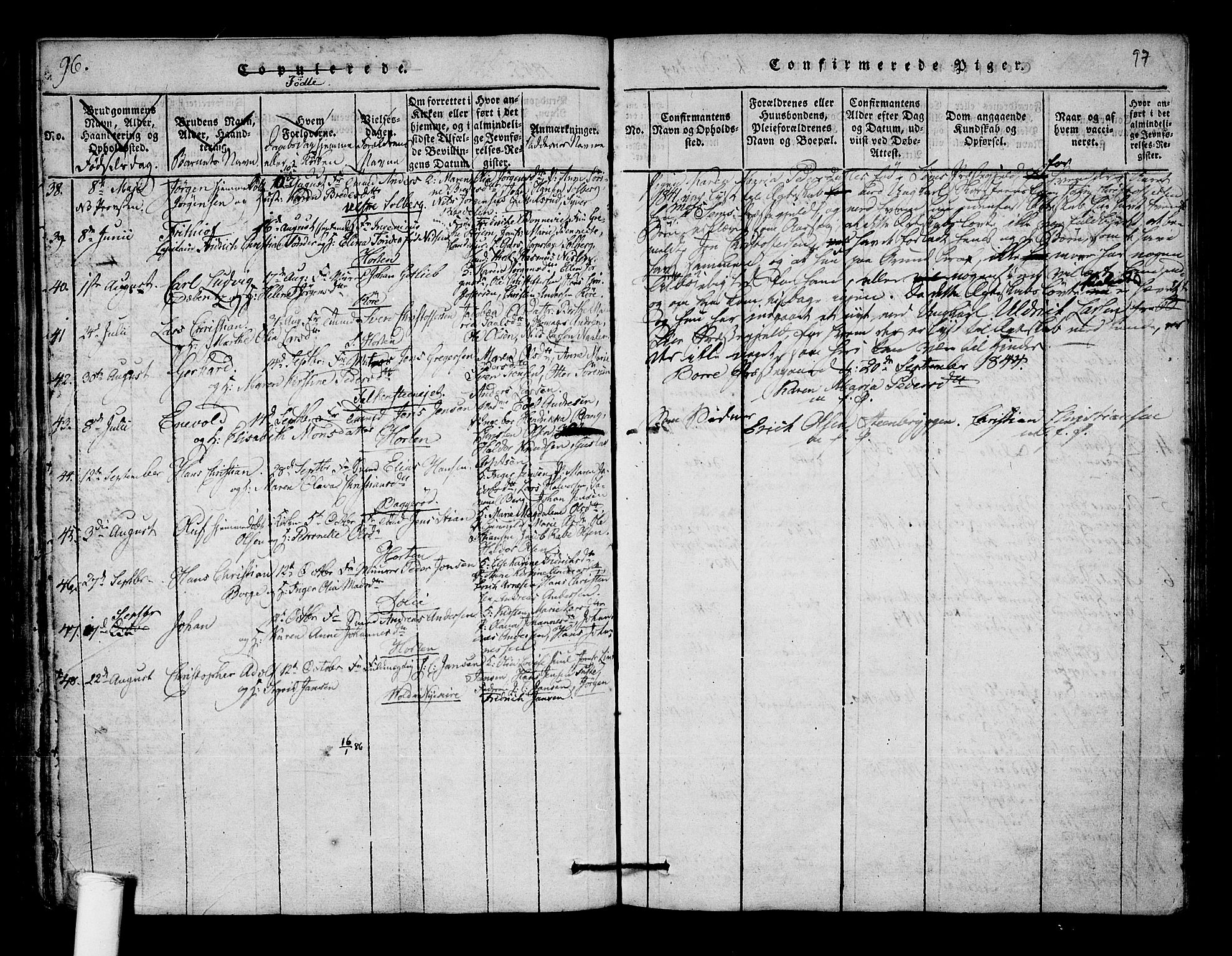 Borre kirkebøker, AV/SAKO-A-338/F/Fa/L0004: Parish register (official) no. I 4, 1815-1845, p. 96-97